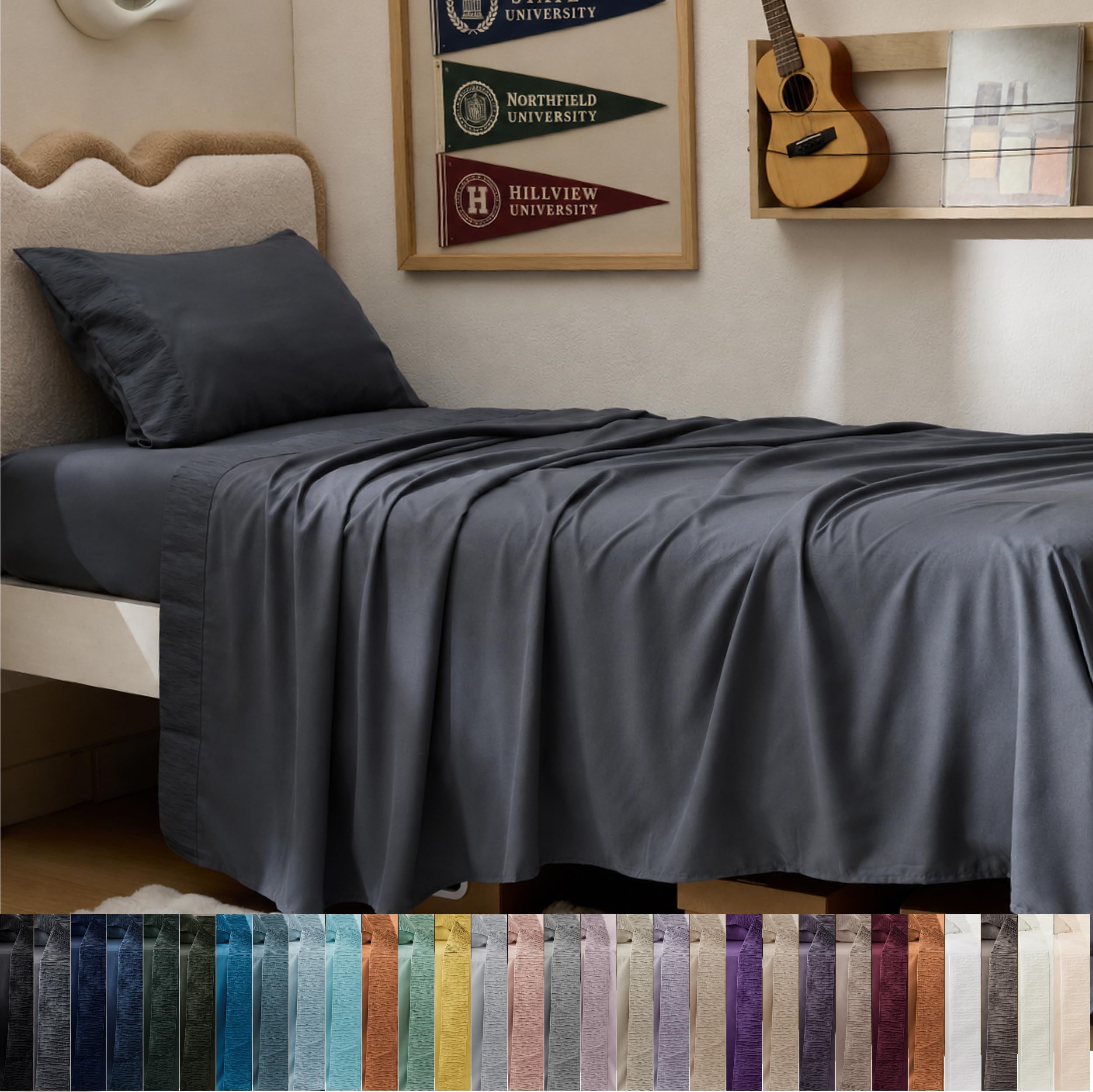 Bedsure King Size Sheets Set - 4 Pieces Soft King Sheets - Breathable & Cooling - Hotel Luxury - Easy Care Polyester Microfiber Bedding for Kids, Women, Men, Linen