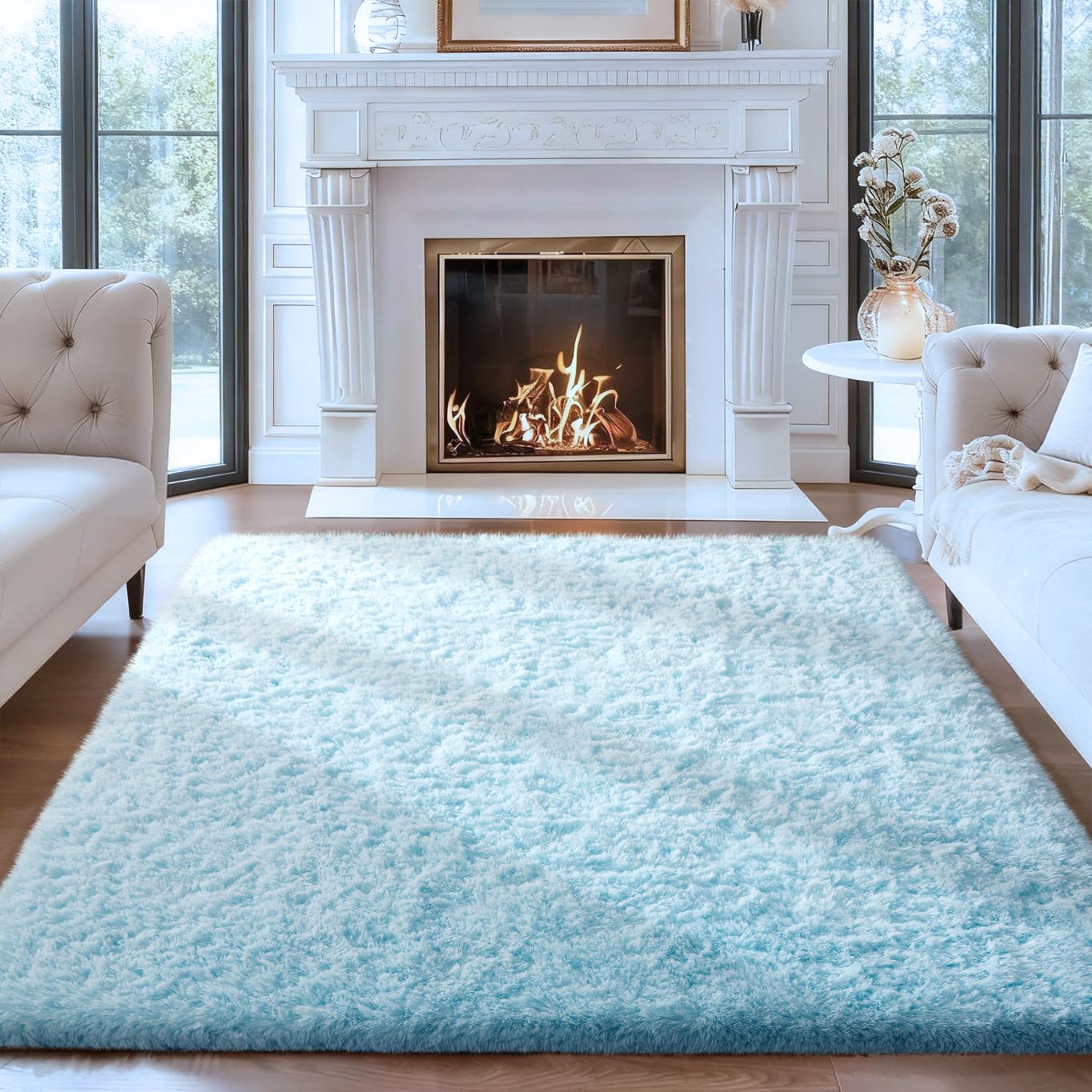 Ophanie Beige Rugs for Living Room Bedroom, 5x8 Fluffy Fuzzy Furry Carpet, Plush Soft Shaggy Bedside Indoor Floor Area Rug for Kids Girls Boys Baby Teen Dorm Nursery Home Decor Aesthetic