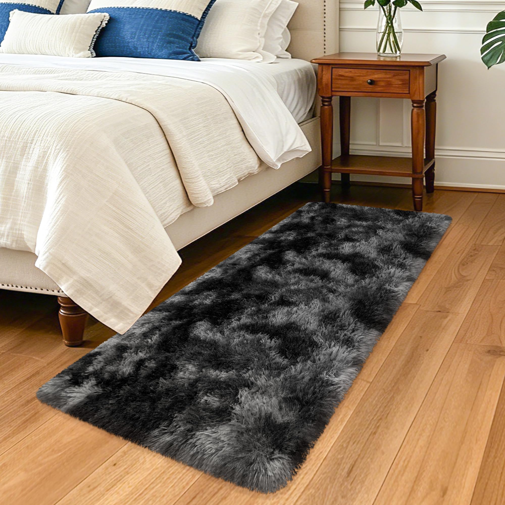 5x8 Ft Light Grey Large Area Rugs for Bedroom,Fluffy Furry Rug Floor Carpets Shaggy Playing Mat for Kids Baby Girls Room Nursery Home Decor Tie Dyed Gray Thick Rugs Fuzzy Home Decor
