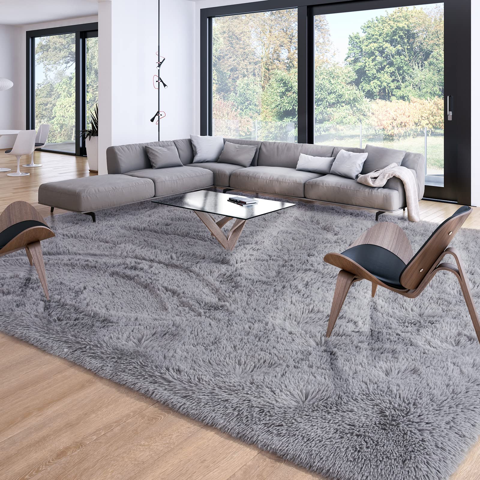 Merelax Soft Modern Indoor Shaggy Area Rug for Bedroom Livingroom Dorm Kids Room Home Decorative, Non-Slip Plush Fluffy Furry Fur Rugs Comfy Nursery Accent Floor Carpet 2x3 Feet, Black