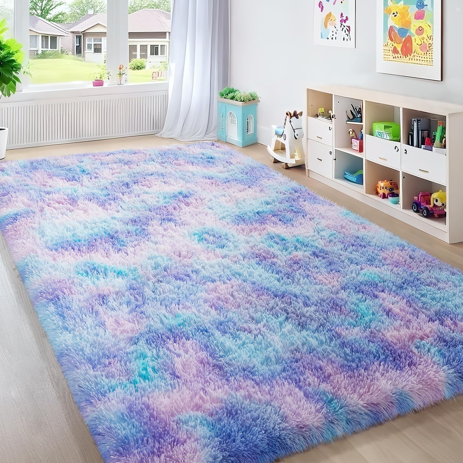 Ophanie Beige Rugs for Living Room Bedroom, 5x8 Fluffy Fuzzy Furry Carpet, Plush Soft Shaggy Bedside Indoor Floor Area Rug for Kids Girls Boys Baby Teen Dorm Nursery Home Decor Aesthetic