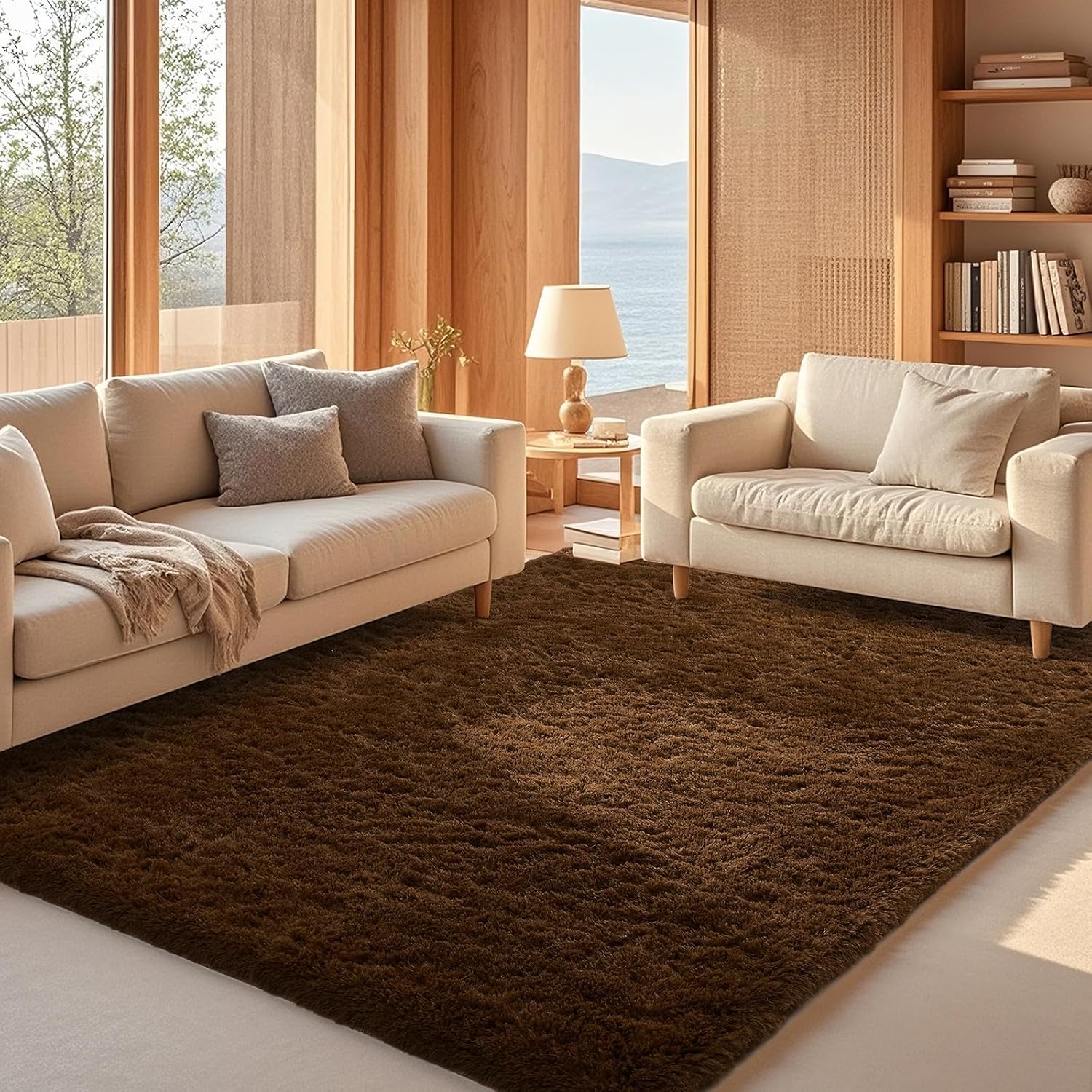 Ophanie Beige Rugs for Living Room Bedroom, 5x8 Fluffy Fuzzy Furry Carpet, Plush Soft Shaggy Bedside Indoor Floor Area Rug for Kids Girls Boys Baby Teen Dorm Nursery Home Decor Aesthetic