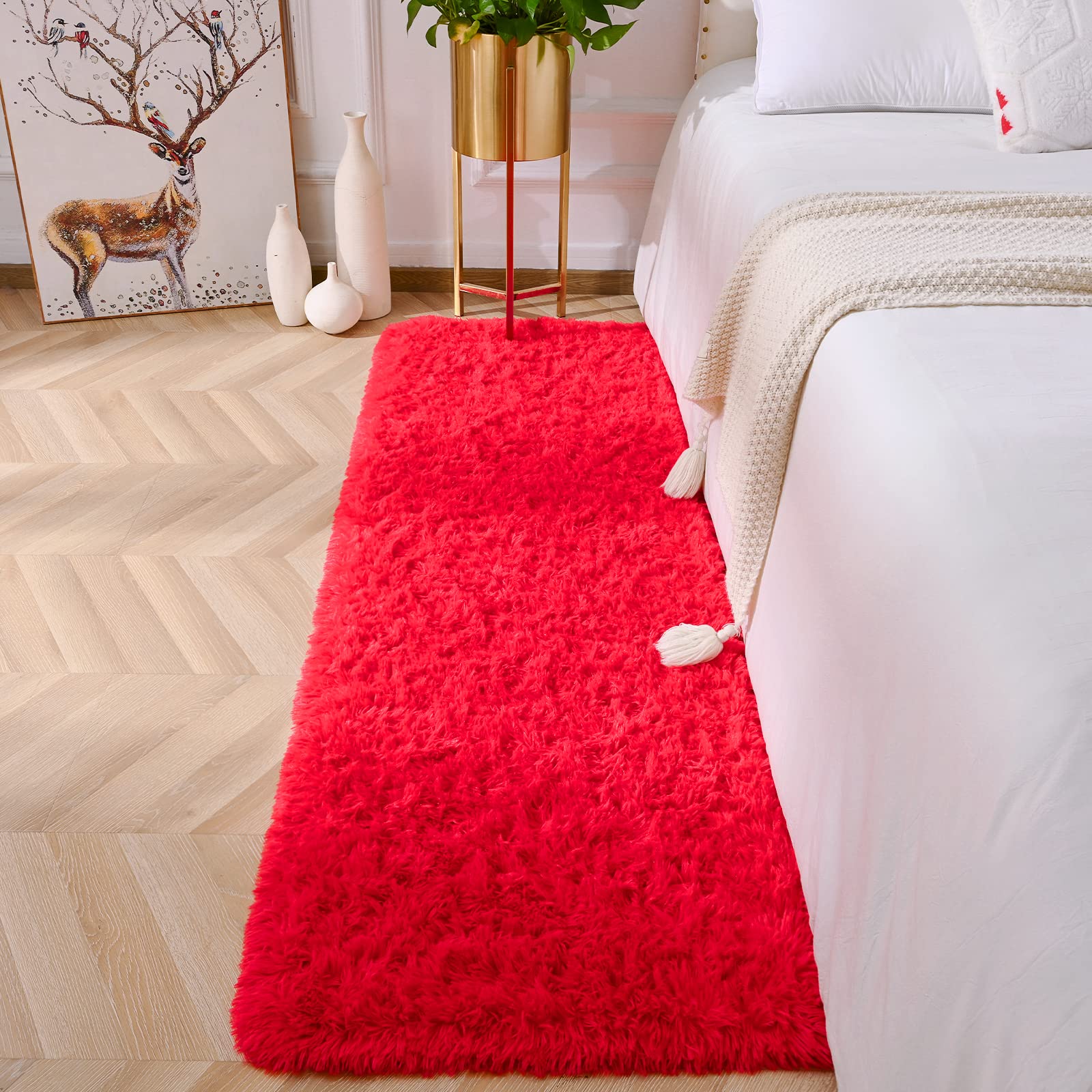 Amearea Yellow 6×9ft Soft Shag Rug, Non-slip Fluffy Carpet for Bedroom, Living Room & Nursery