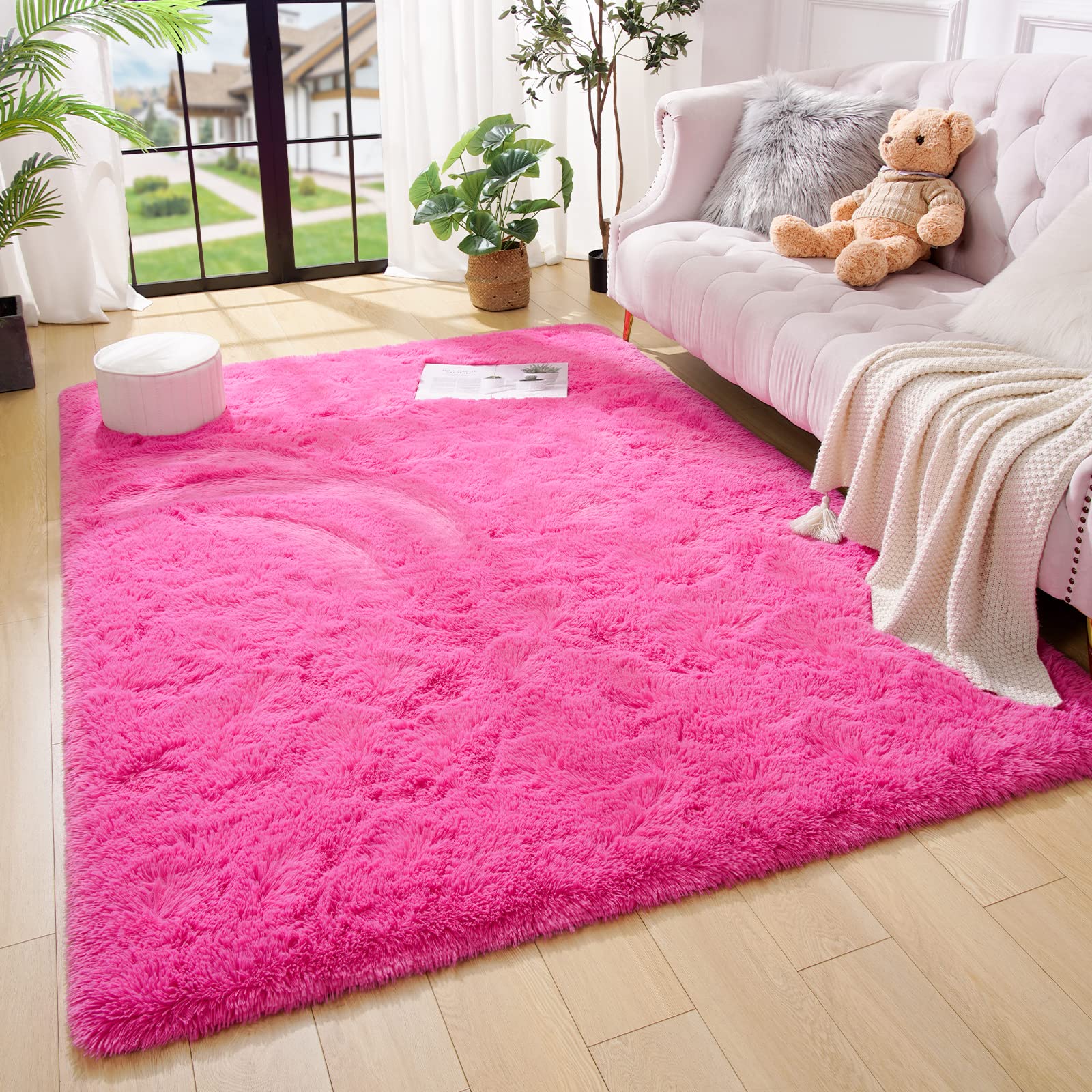 Amearea Yellow 6×9ft Soft Shag Rug, Non-slip Fluffy Carpet for Bedroom, Living Room & Nursery