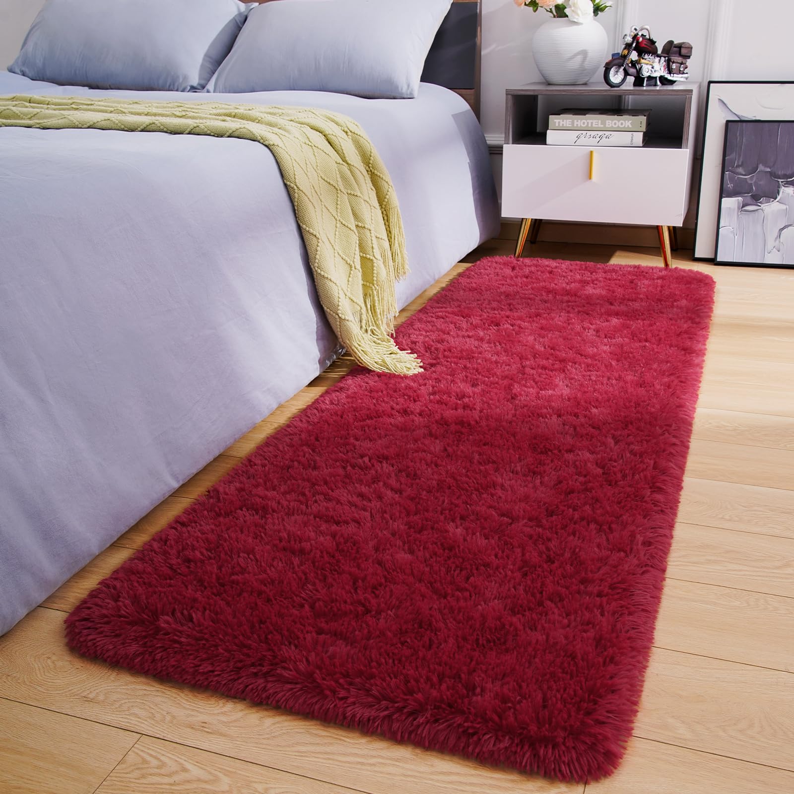 Amearea Yellow 6×9ft Soft Shag Rug, Non-slip Fluffy Carpet for Bedroom, Living Room & Nursery
