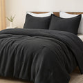 PHF Ultra Soft Waffle Weave Comforter Set Queen Size, 3 Pieces Lightweight Breathable Comfy Bedding Set, Comfy Textured 1 Comforter with 2 Pillow Shams, Linen