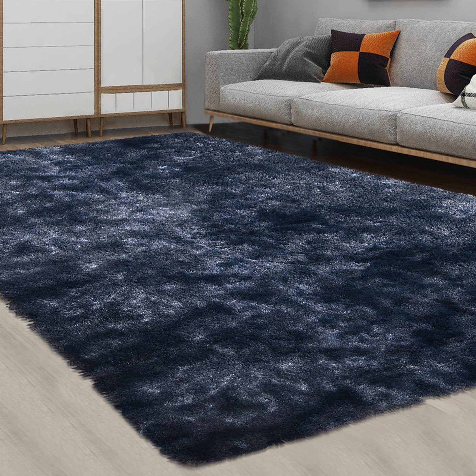 CAROMIO 10x13 Fluffy Area Rugs Extra Large Plush and Thick Faux Fur Shag Rug for Living Room Non-Slip Non-Shedding Accent Rug Carpet for Bedroom, Fuzzy Shaggy Rugs for Kids Nursery Dorm, Black