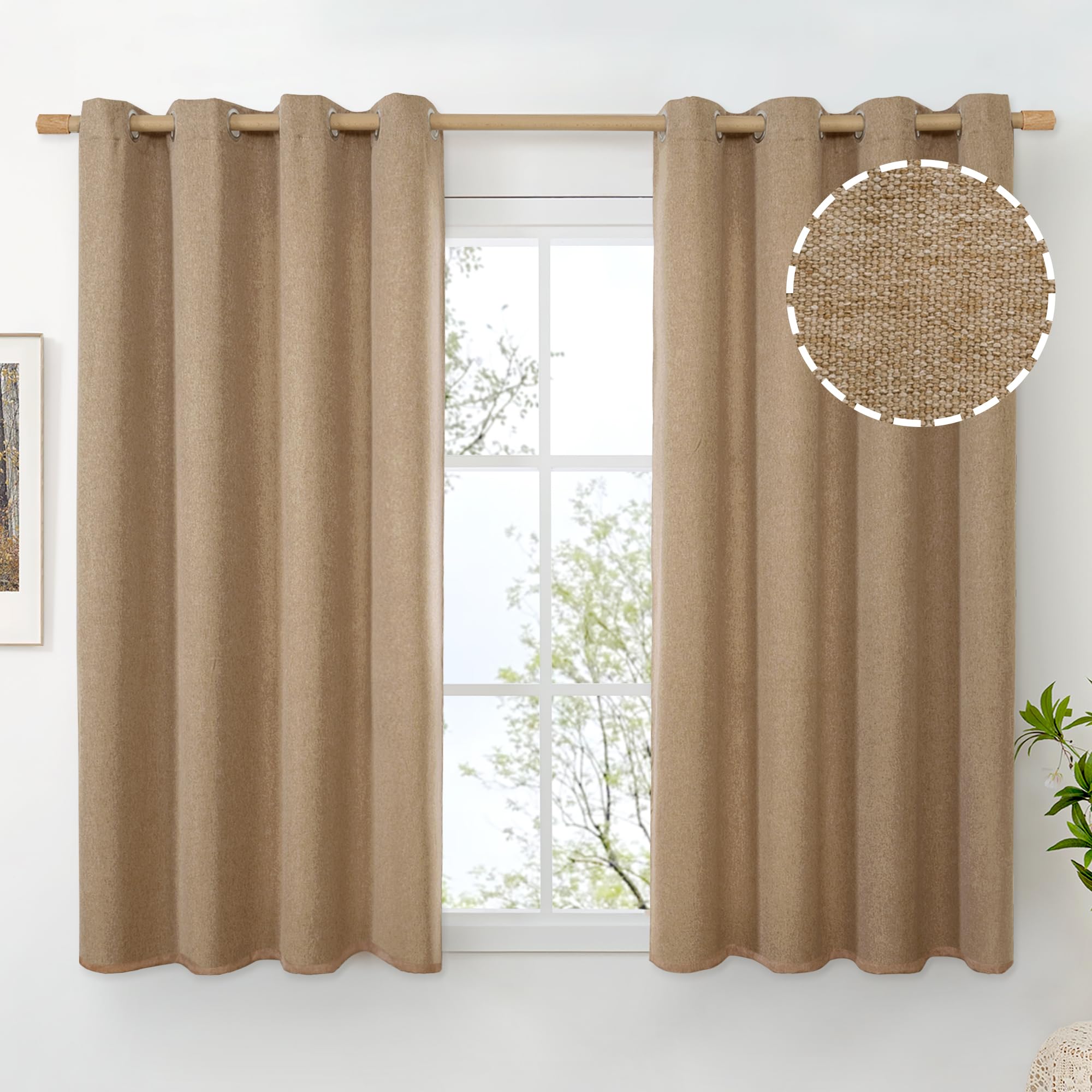 BGment Linen Curtains 95 Inch Long for Living Room 2 Panels, Thick Textured Privacy Floor Length Window Drapes Non See Through for Bedroom Farmhouse Light Filtering Grommet Top, Each 52 Inch Wide