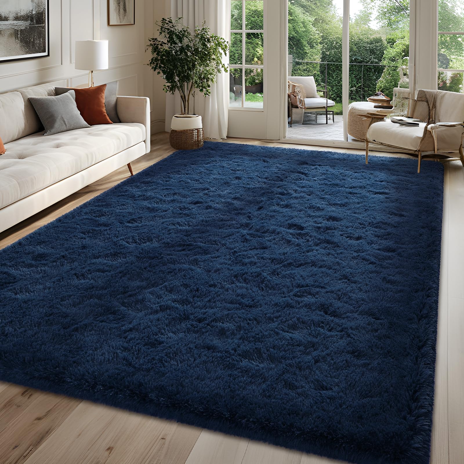 Fluffy Dark Green 6x9 Area Rugs for Living Room, Extra Large Rug for Bedroom Decor, Big Shaggy Floor Carpet, Soft Plush Thick Non-Slip Rectangle Carpets for Home Decor