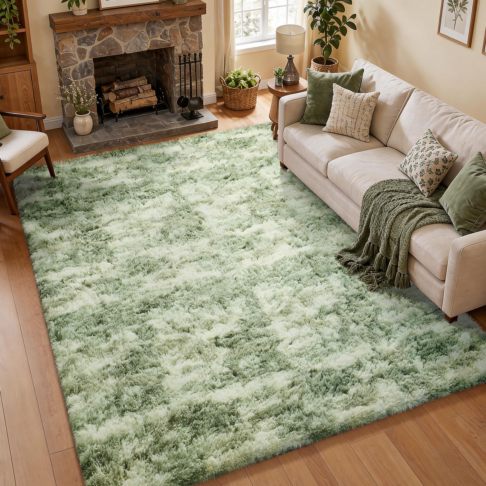 Ophanie Beige Rugs for Living Room Bedroom, 5x8 Fluffy Fuzzy Furry Carpet, Plush Soft Shaggy Bedside Indoor Floor Area Rug for Kids Girls Boys Baby Teen Dorm Nursery Home Decor Aesthetic