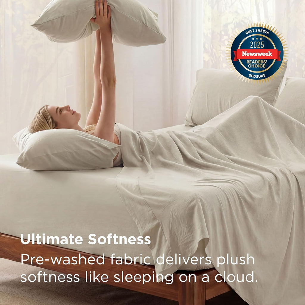 Bedsure Deep Pocket King Sheet Set - 6 Piece, Prewashed Ultra-Soft King Size Sheets Set, Fits Mattresses Up to 18 Inches Thick, Breathable & Secure Fit, Hotel Luxury Bedding, Linen