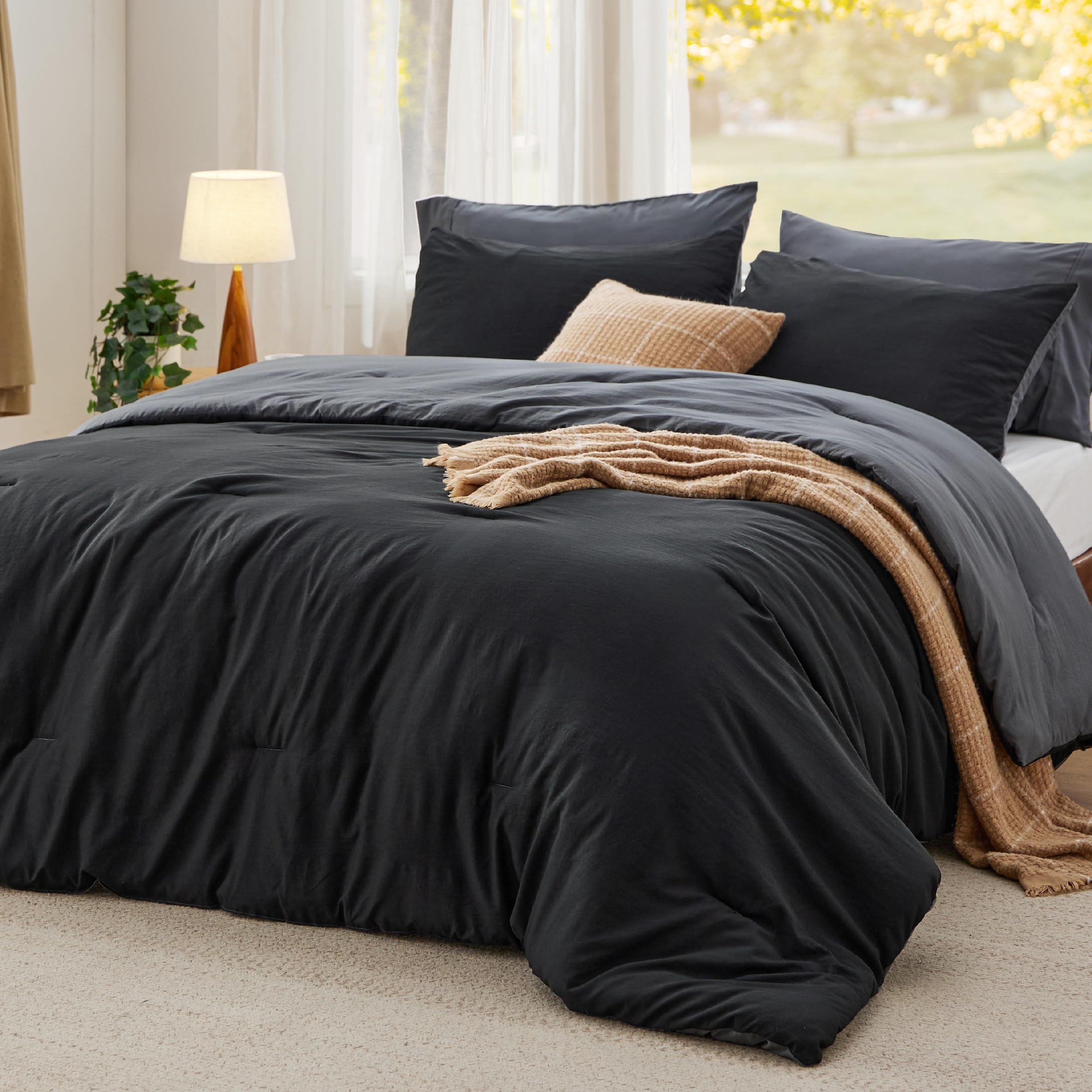 Bedsure King Comforter Set, Beige Soft Prewashed Bedding for All Seasons, 3 Pieces GentleSoft™ Bed Set, 1 Lightweight Comforter (104"x90") and 2 Pillowcases (20"x36")