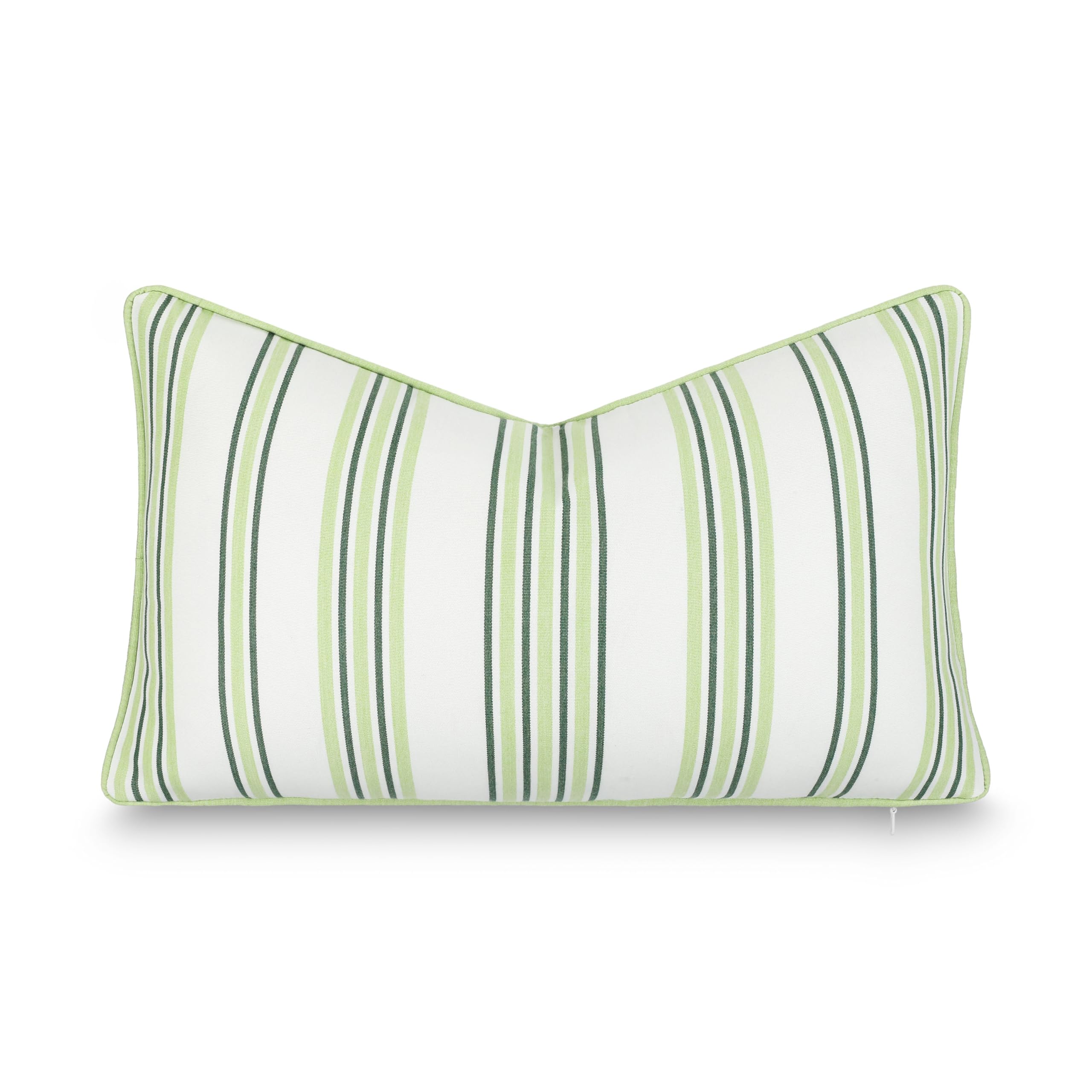Hofdeco Premium Coastal Hampton Outdoor Performance Throw Pillow Cover Only, 20"x20" Water Repellent, UV and Fade Resistant for Backyard, Couch, Poolside, Indigo Azure Blue Woven Harbor Stripes