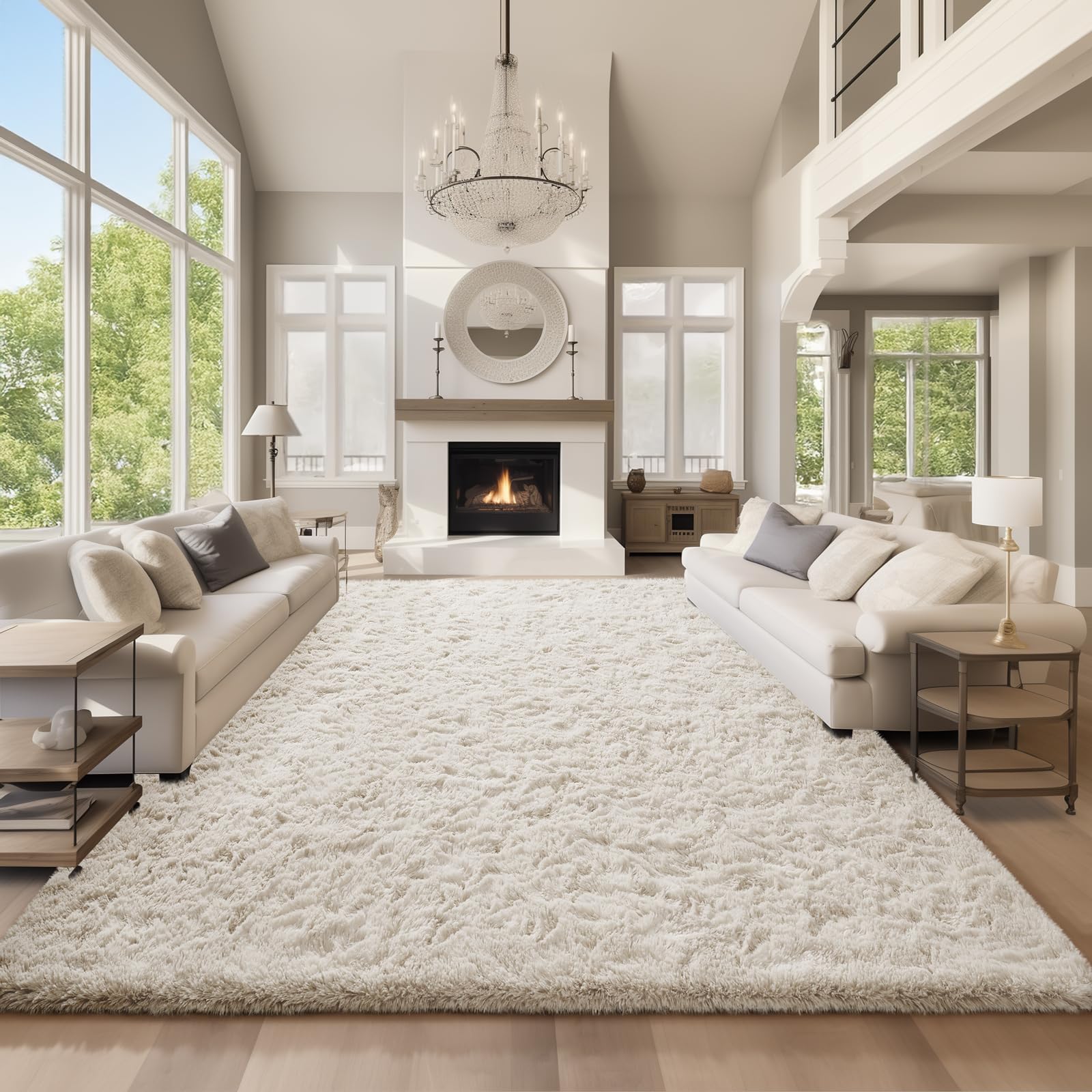 Ophanie Beige Rugs for Living Room Bedroom, 5x8 Fluffy Fuzzy Furry Carpet, Plush Soft Shaggy Bedside Indoor Floor Area Rug for Kids Girls Boys Baby Teen Dorm Nursery Home Decor Aesthetic
