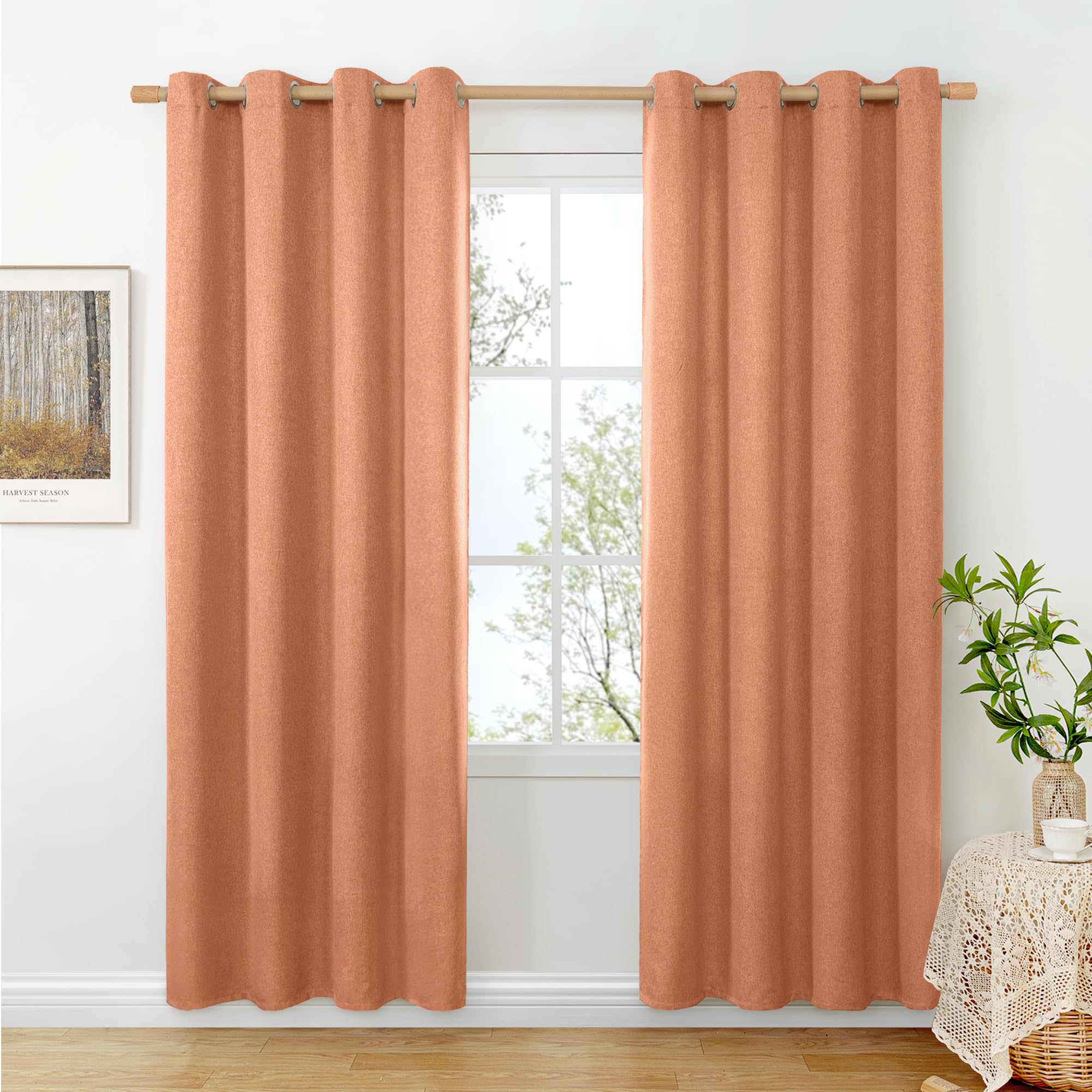 BGment Linen Curtains 95 Inch Long for Living Room 2 Panels, Thick Textured Privacy Floor Length Window Drapes Non See Through for Bedroom Farmhouse Light Filtering Grommet Top, Each 52 Inch Wide