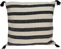 HomeRoots 24" Beige and Black Striped Cotton Throw Pillow with Tassels
