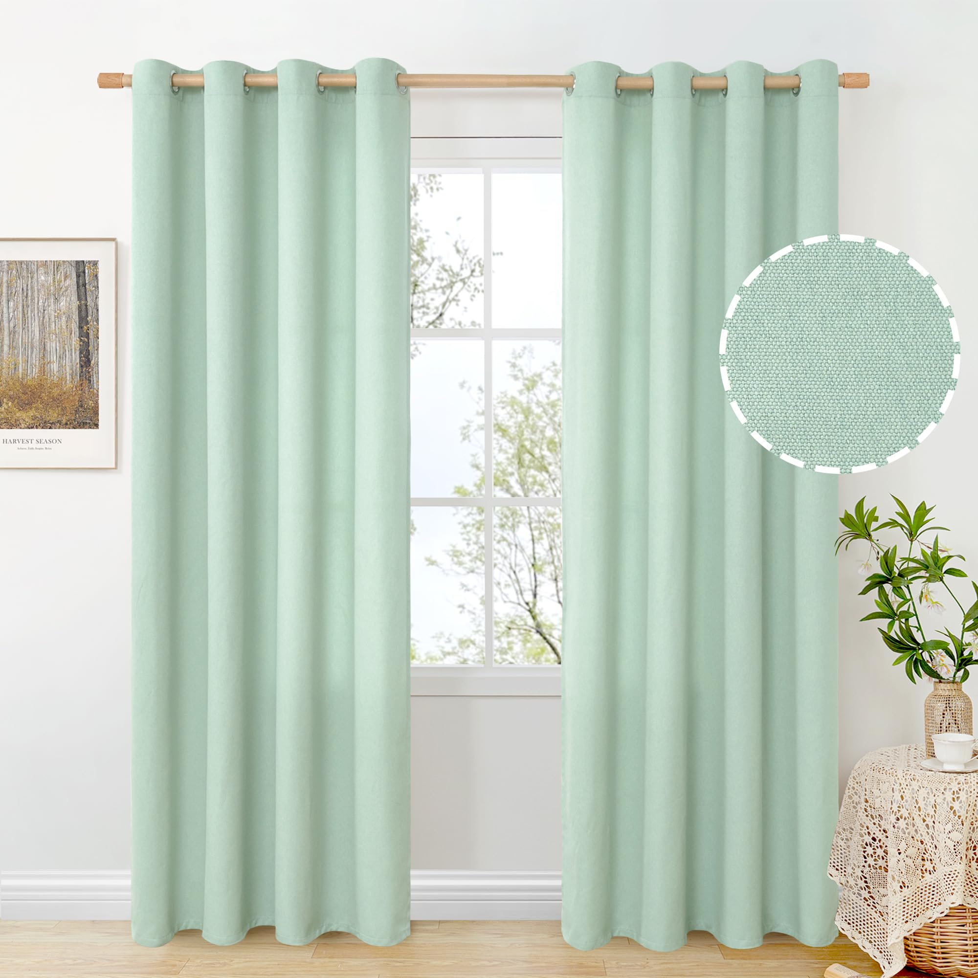 BGment Linen Curtains 95 Inch Long for Living Room 2 Panels, Thick Textured Privacy Floor Length Window Drapes Non See Through for Bedroom Farmhouse Light Filtering Grommet Top, Each 52 Inch Wide