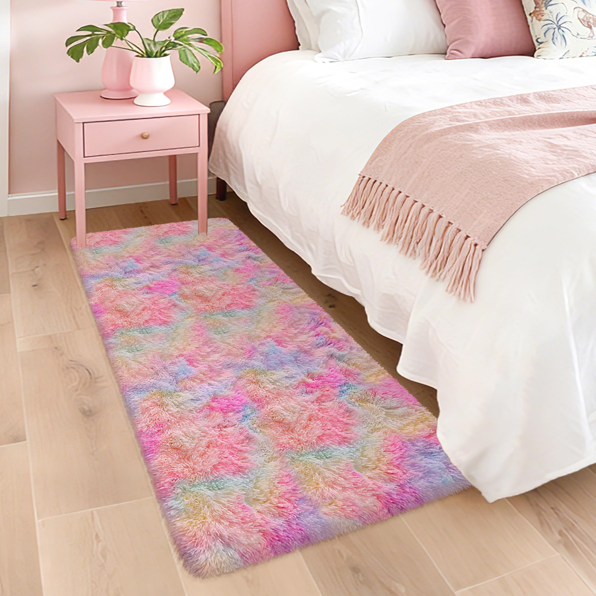 5x8 Ft Light Grey Large Area Rugs for Bedroom,Fluffy Furry Rug Floor Carpets Shaggy Playing Mat for Kids Baby Girls Room Nursery Home Decor Tie Dyed Gray Thick Rugs Fuzzy Home Decor