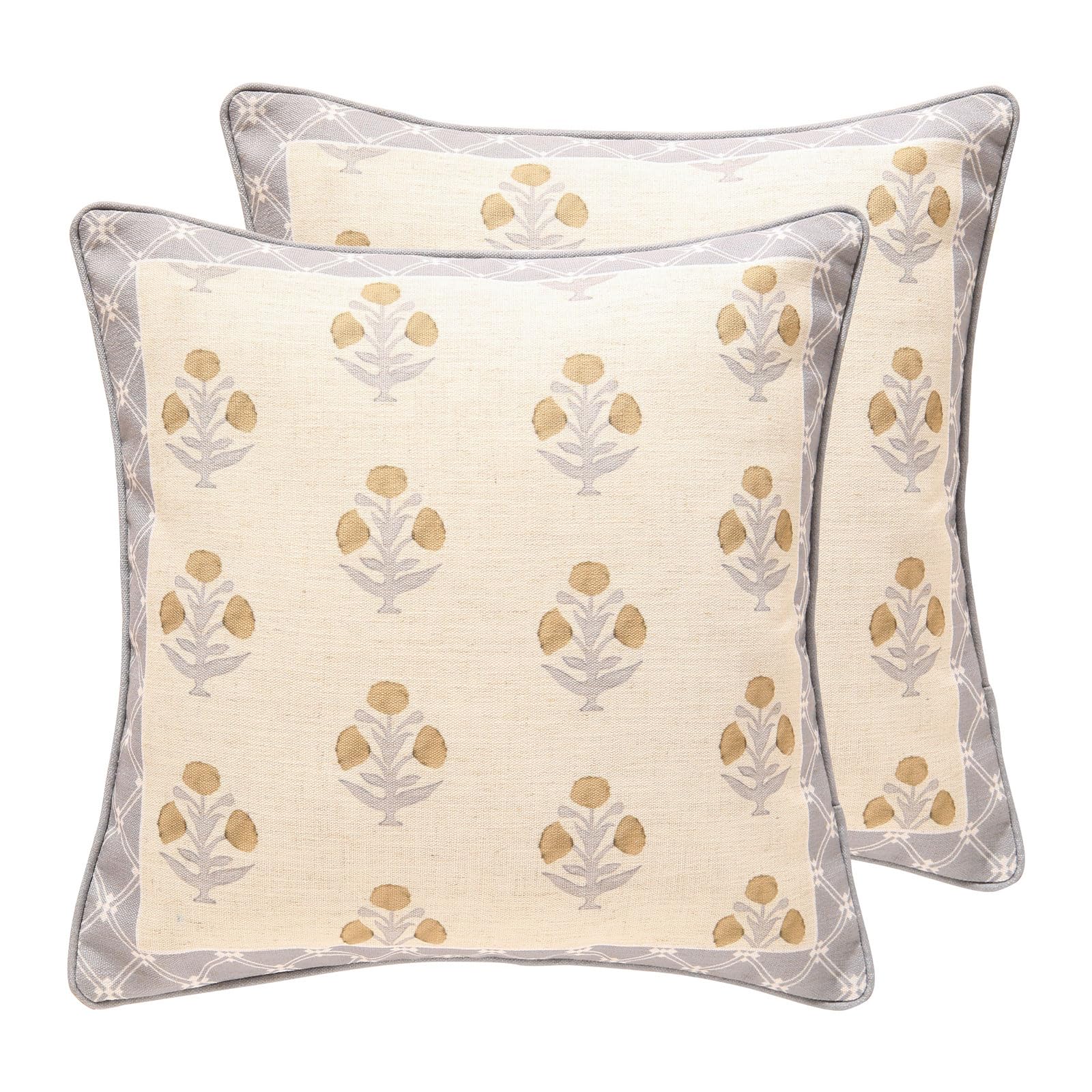 patdrea Designer Throw Pillow Covers for Couch 18"x18",Vintage Linen Pillows Cover with Cheetah Pattern and Luxury Pendant,Farmhouse Decorative Pillowcases for Bed Living Room Outdoor Set of 2