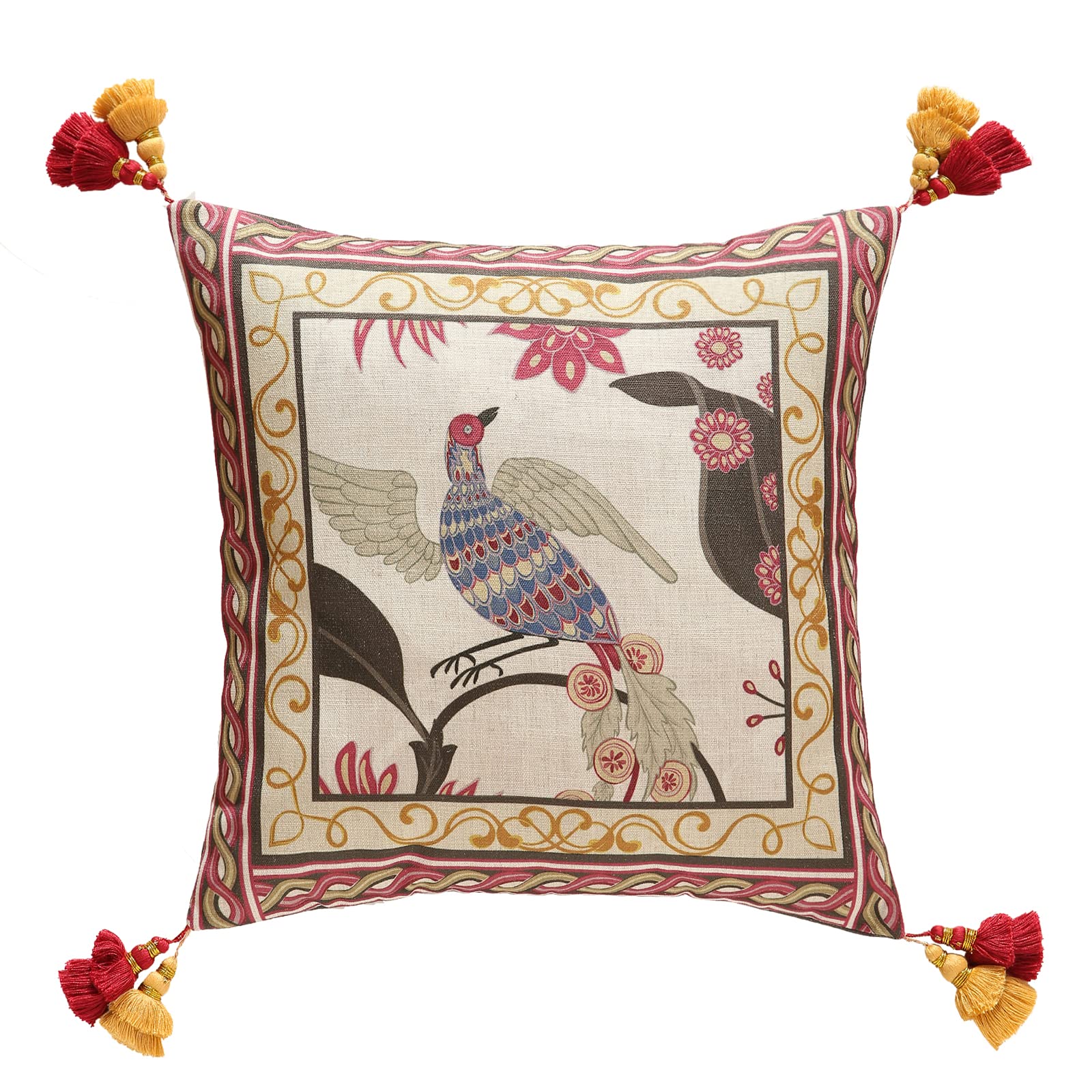 patdrea Designer Throw Pillow Covers for Couch 18"x18",Vintage Linen Pillows Cover with Cheetah Pattern and Luxury Pendant,Farmhouse Decorative Pillowcases for Bed Living Room Outdoor Set of 2