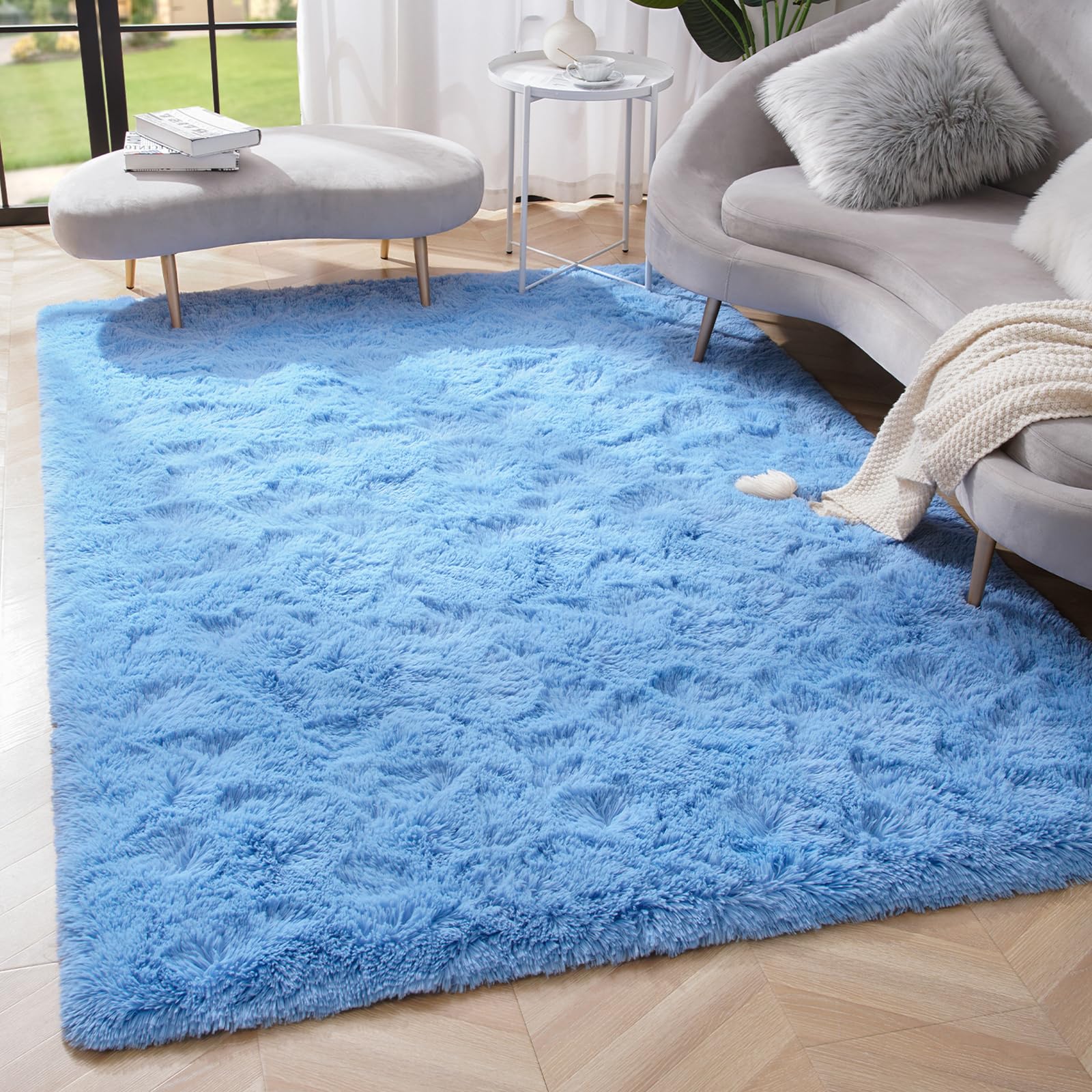 Amearea Yellow 6×9ft Soft Shag Rug, Non-slip Fluffy Carpet for Bedroom, Living Room & Nursery