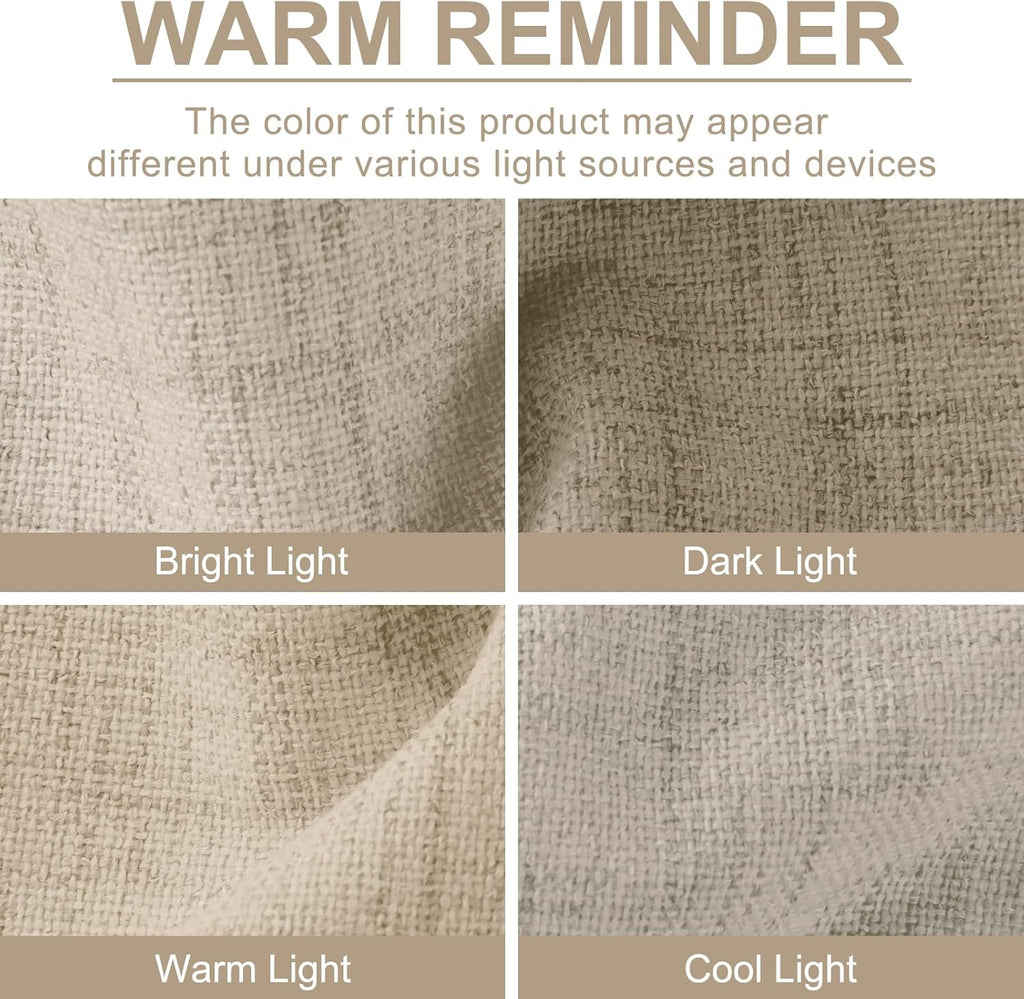 Oatmeal 2-Panel Linen Blackout Curtains, 50"W x 96"L, Thermal Insulated, Back Tab & Rod Pocket for Bedroom & Living Room