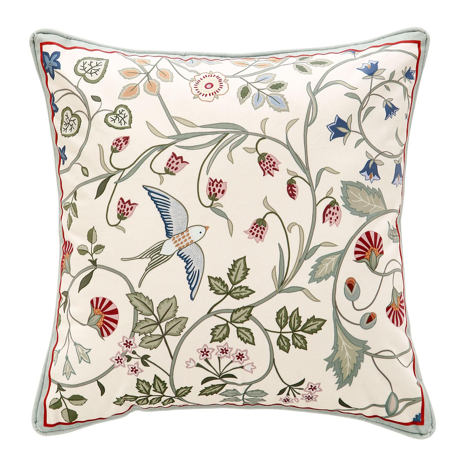 bilin gaier Vintage Square Throw Pillow Covers Pack of 2,Red Cozy Velvet with Leaves and Floral Pattern Pillowcases,Decoration Pillows Cushion Covers for Living Room Couch Sofa Bed Car Chair,18"x18"