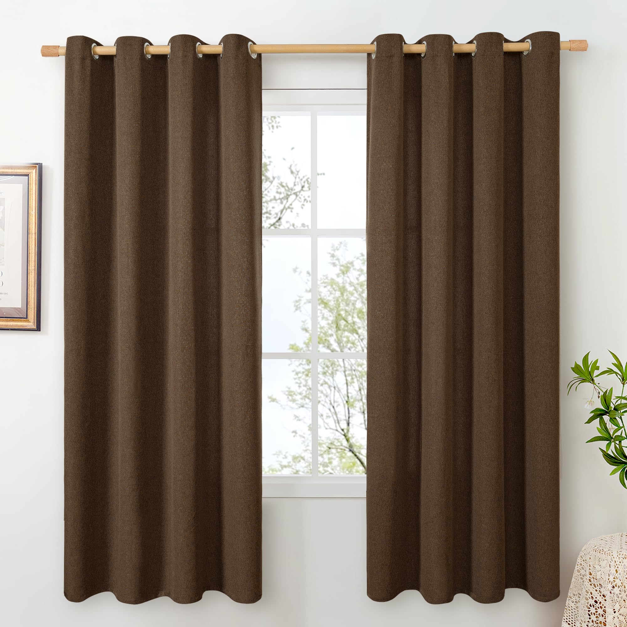 BGment Linen Curtains 95 Inch Long for Living Room 2 Panels, Thick Textured Privacy Floor Length Window Drapes Non See Through for Bedroom Farmhouse Light Filtering Grommet Top, Each 52 Inch Wide