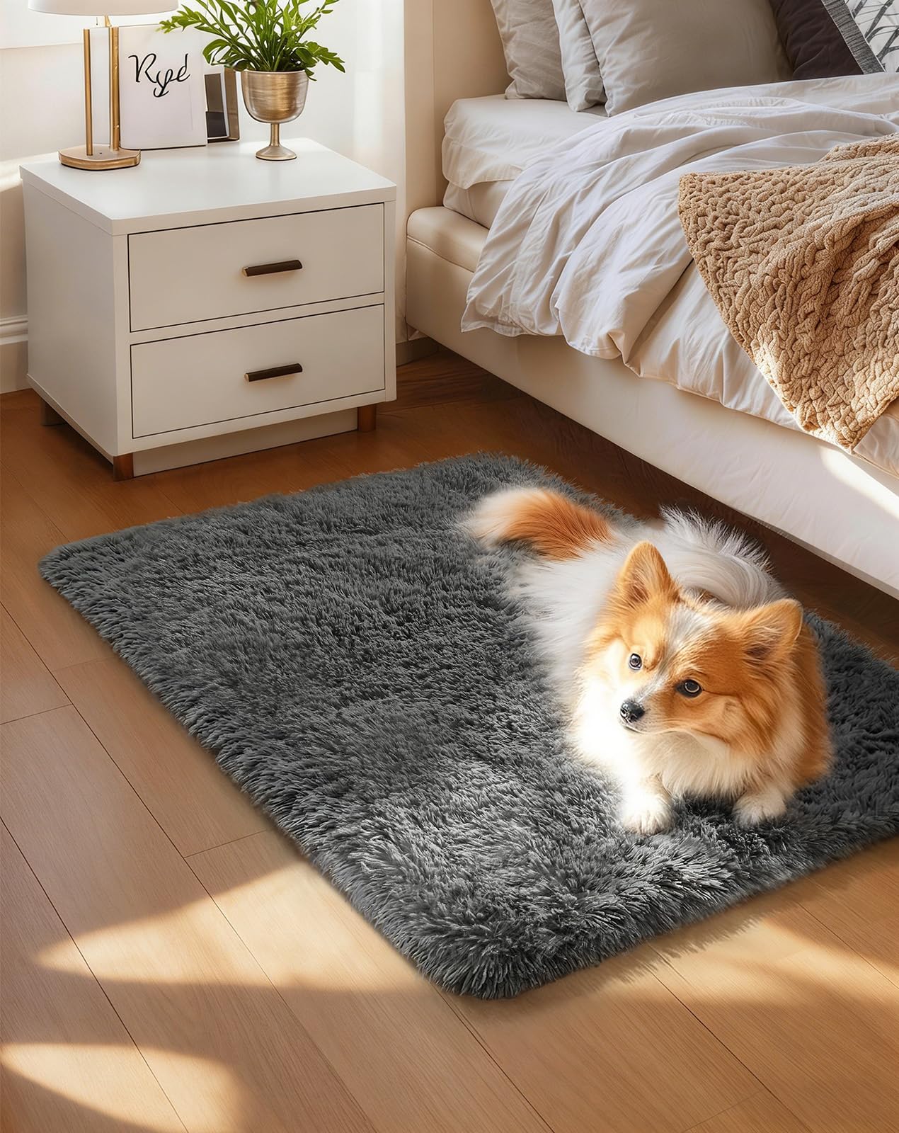 Ophanie Beige Rugs for Living Room Bedroom, 5x8 Fluffy Fuzzy Furry Carpet, Plush Soft Shaggy Bedside Indoor Floor Area Rug for Kids Girls Boys Baby Teen Dorm Nursery Home Decor Aesthetic