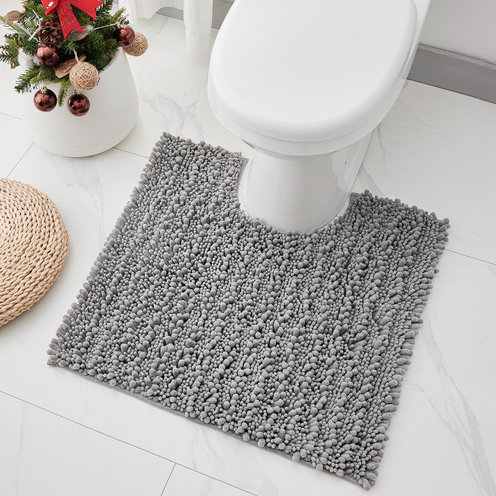Bathroom Rugs Non Slip Washable 70x24, Extra Thick Soft Chenille Absorbent Bath Mat, High Density Barrier Non Slip Backing, Quick Dry Plush Shaggy Floor Carpet for Tub&Shower, White