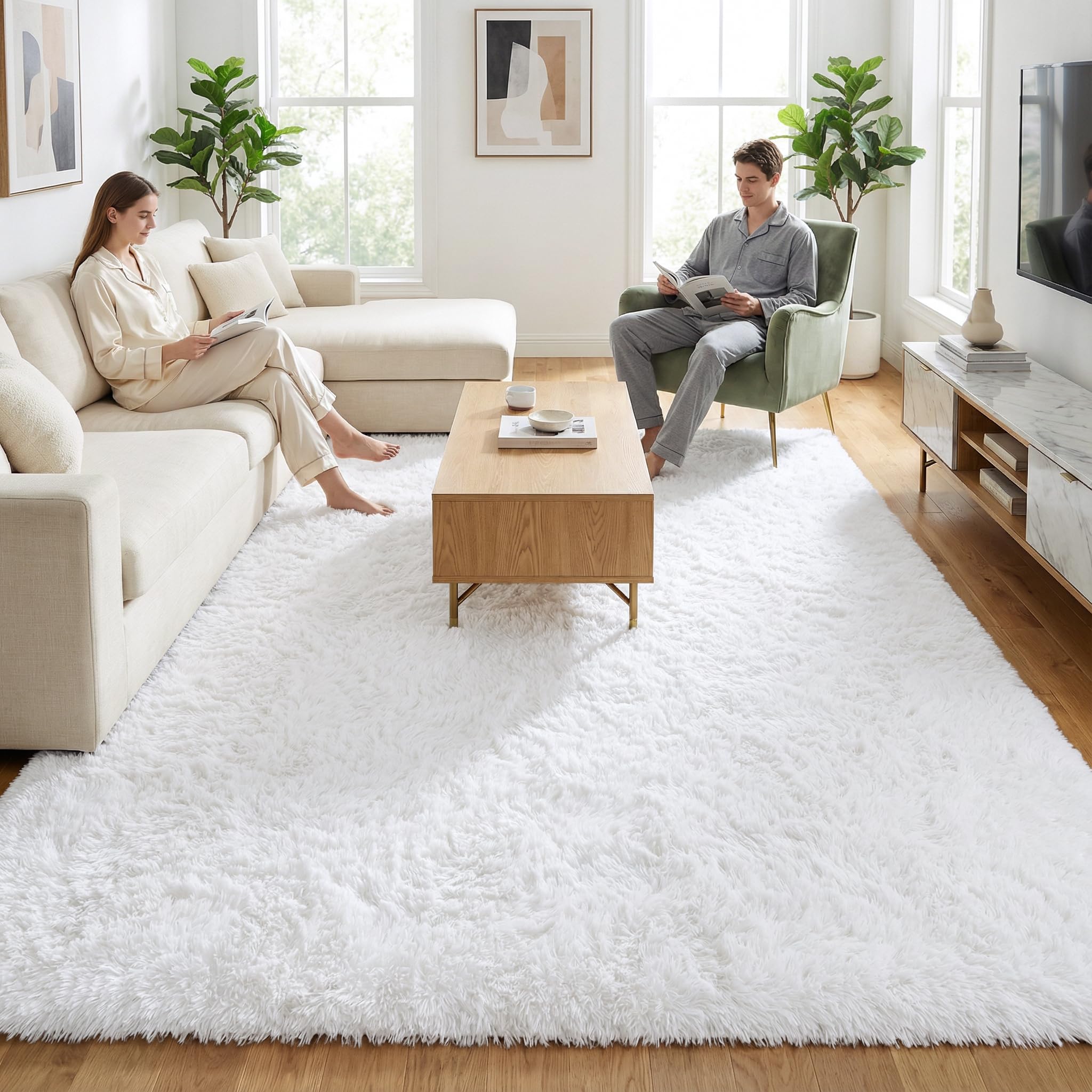 Merelax Soft Modern Indoor Shaggy Area Rug for Bedroom Livingroom Dorm Kids Room Home Decorative, Non-Slip Plush Fluffy Furry Fur Rugs Comfy Nursery Accent Floor Carpet 2x3 Feet, Black