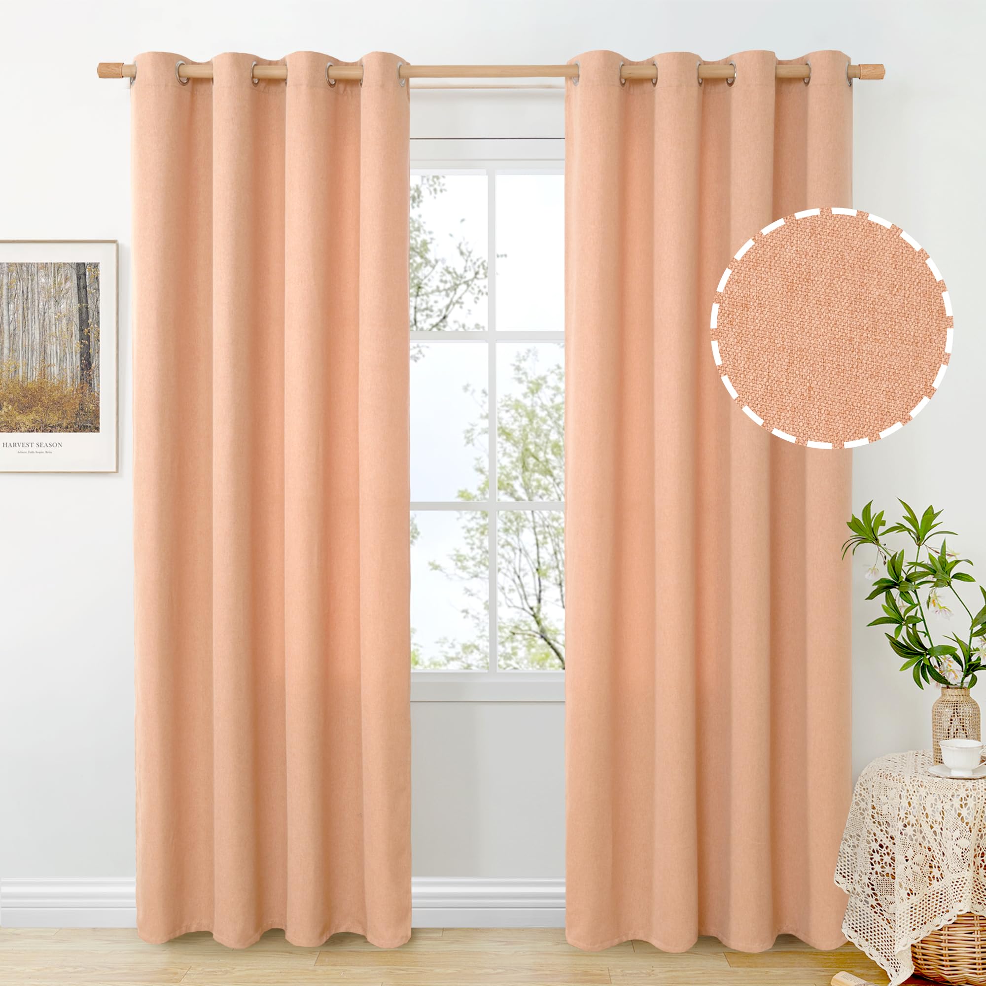 BGment Linen Curtains 95 Inch Long for Living Room 2 Panels, Thick Textured Privacy Floor Length Window Drapes Non See Through for Bedroom Farmhouse Light Filtering Grommet Top, Each 52 Inch Wide