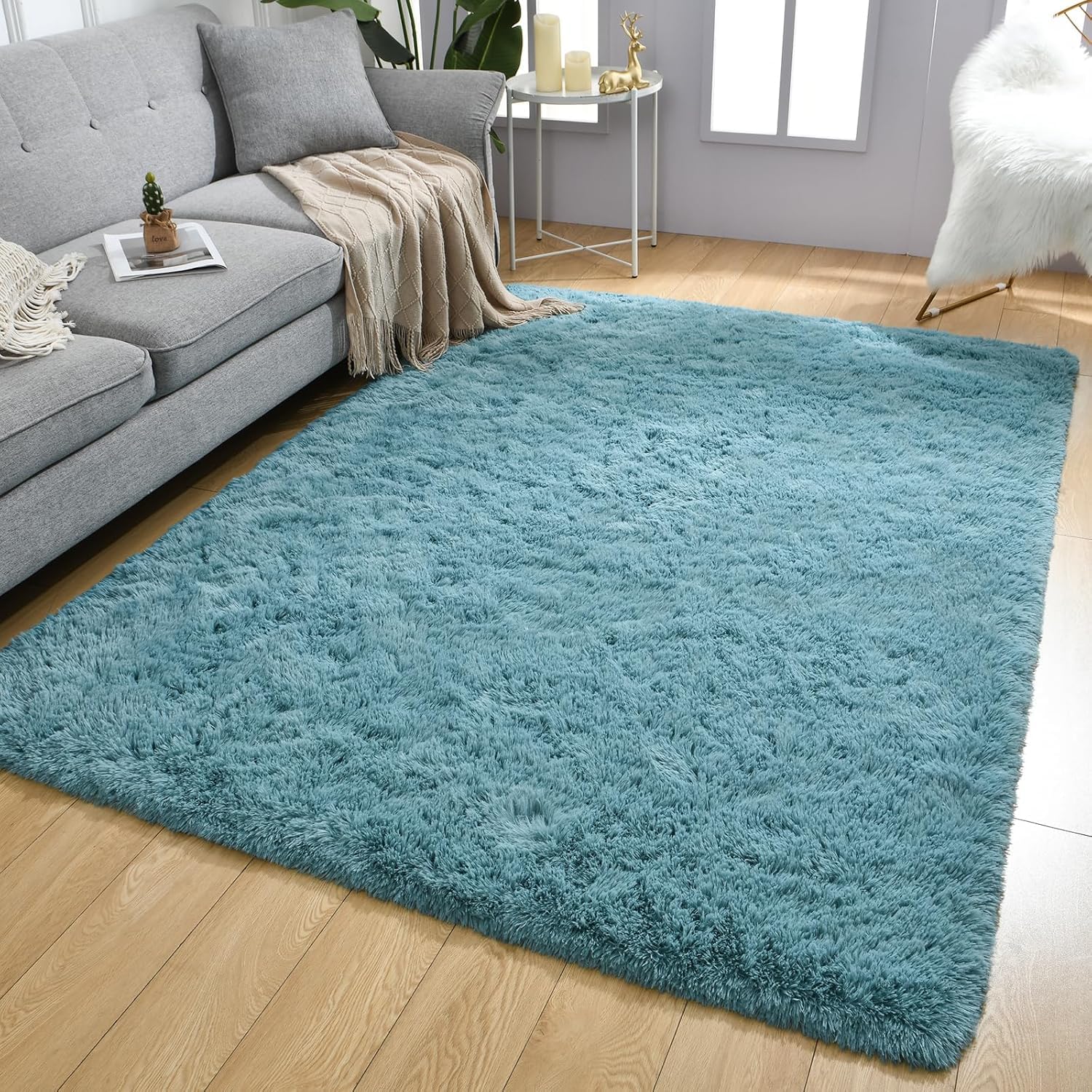 Merelax Soft Modern Indoor Shaggy Area Rug for Bedroom Livingroom Dorm Kids Room Home Decorative, Non-Slip Plush Fluffy Furry Fur Rugs Comfy Nursery Accent Floor Carpet 2x3 Feet, Black