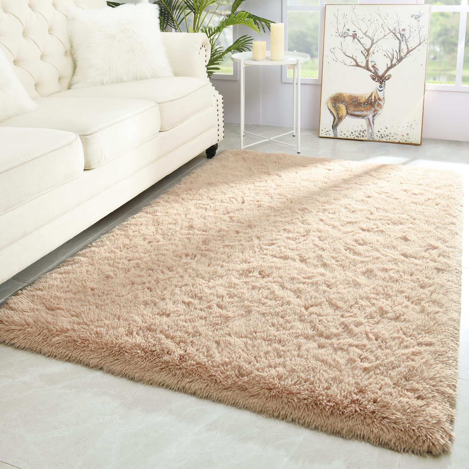 Merelax Soft Modern Indoor Shaggy Area Rug for Bedroom Livingroom Dorm Kids Room Home Decorative, Non-Slip Plush Fluffy Furry Fur Rugs Comfy Nursery Accent Floor Carpet 2x3 Feet, Black