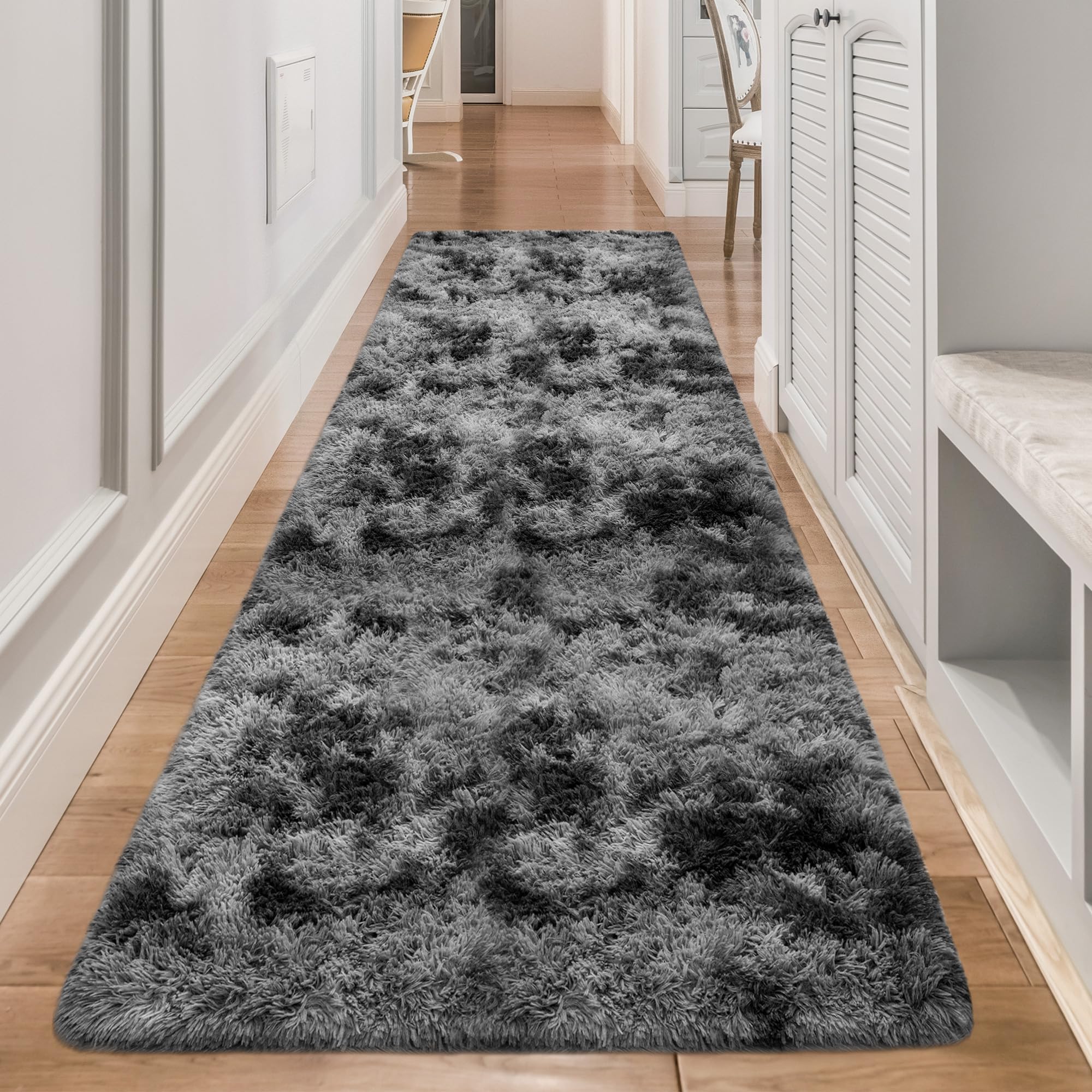 5x8 Ft Light Grey Large Area Rugs for Bedroom,Fluffy Furry Rug Floor Carpets Shaggy Playing Mat for Kids Baby Girls Room Nursery Home Decor Tie Dyed Gray Thick Rugs Fuzzy Home Decor