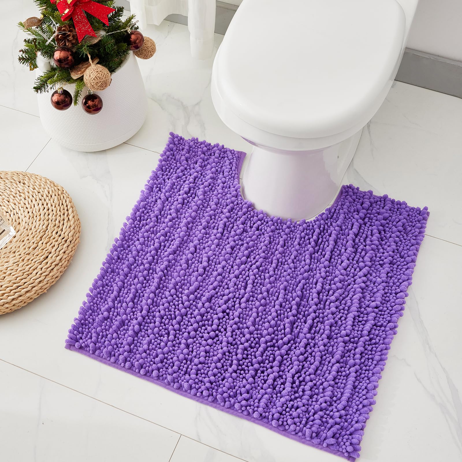 Bathroom Rugs Non Slip Washable 70x24, Extra Thick Soft Chenille Absorbent Bath Mat, High Density Barrier Non Slip Backing, Quick Dry Plush Shaggy Floor Carpet for Tub&Shower, White