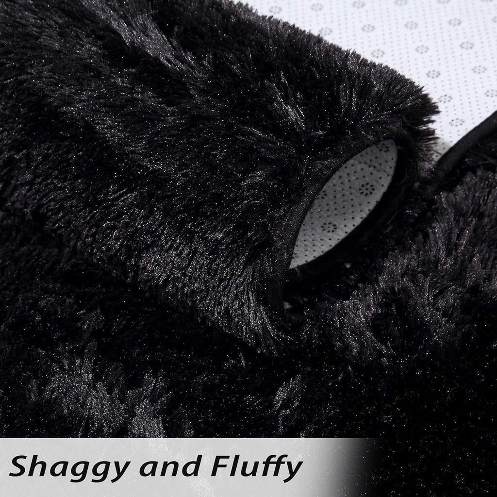 CAROMIO 10x13 Fluffy Area Rugs Extra Large Plush and Thick Faux Fur Shag Rug for Living Room Non-Slip Non-Shedding Accent Rug Carpet for Bedroom, Fuzzy Shaggy Rugs for Kids Nursery Dorm, Black