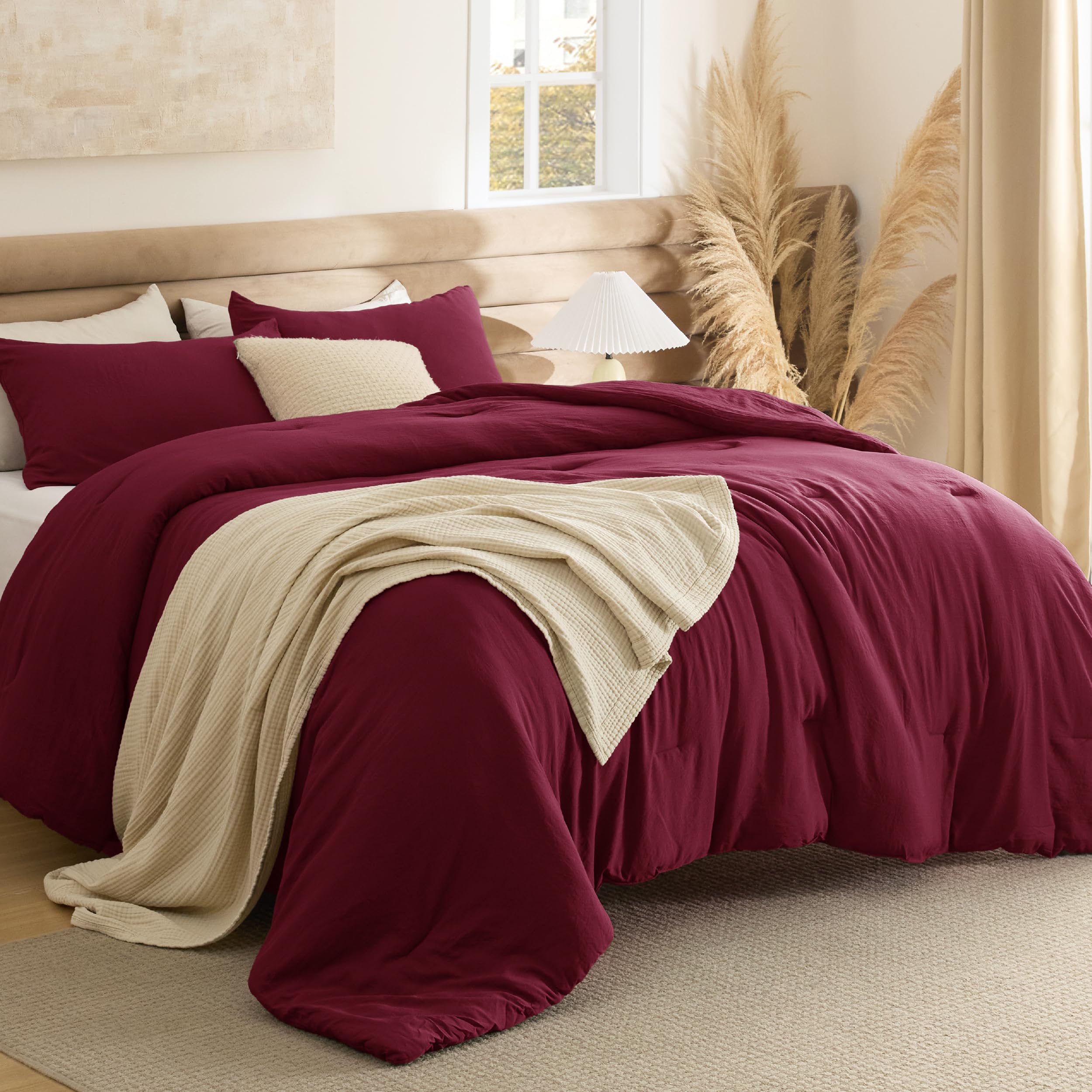 Bedsure King Comforter Set, Beige Soft Prewashed Bedding for All Seasons, 3 Pieces GentleSoft™ Bed Set, 1 Lightweight Comforter (104"x90") and 2 Pillowcases (20"x36")