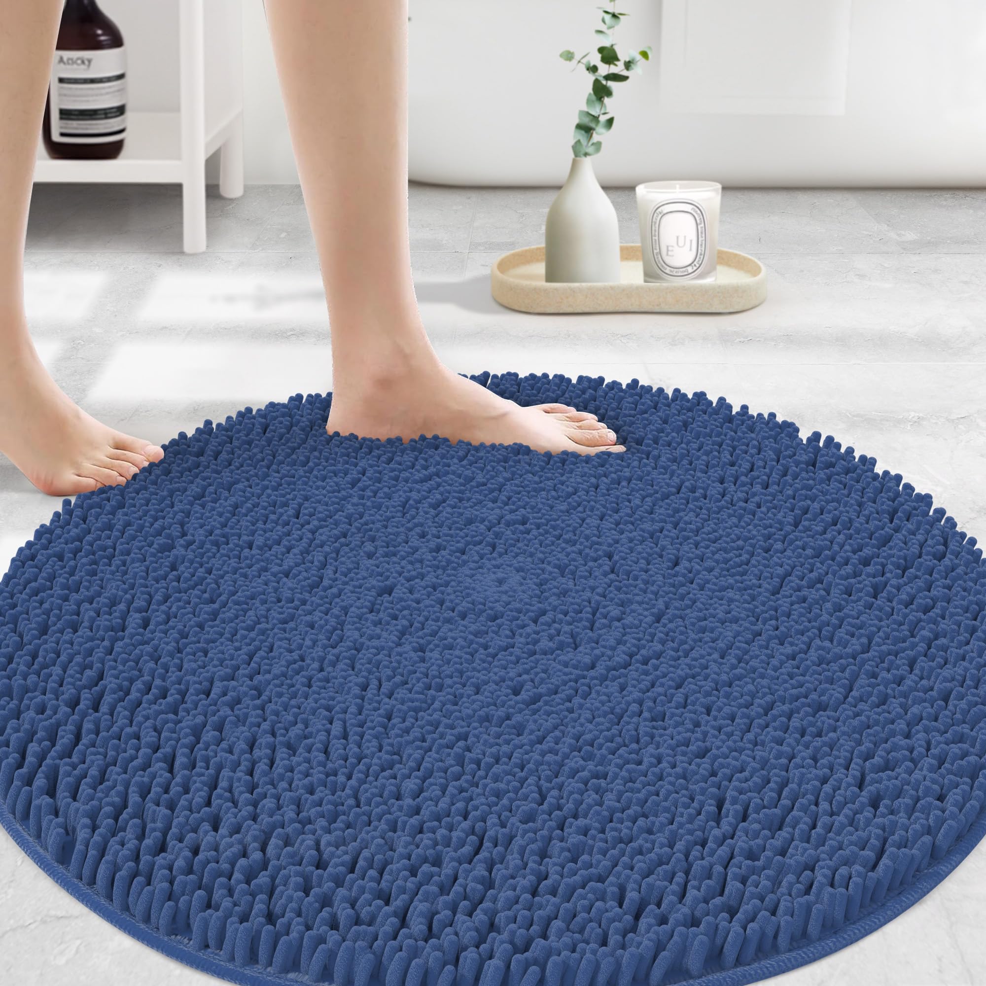 MAYSHINE Plush Shaggy Chenille Bath Mat | Extra Soft, Super Absorbent, Non-Slip Bathroom Rug | Fluffy Microfiber, Area Rug Sets for Bathroom Floor, Kitchen, Living Room | 59"x31" | Beige