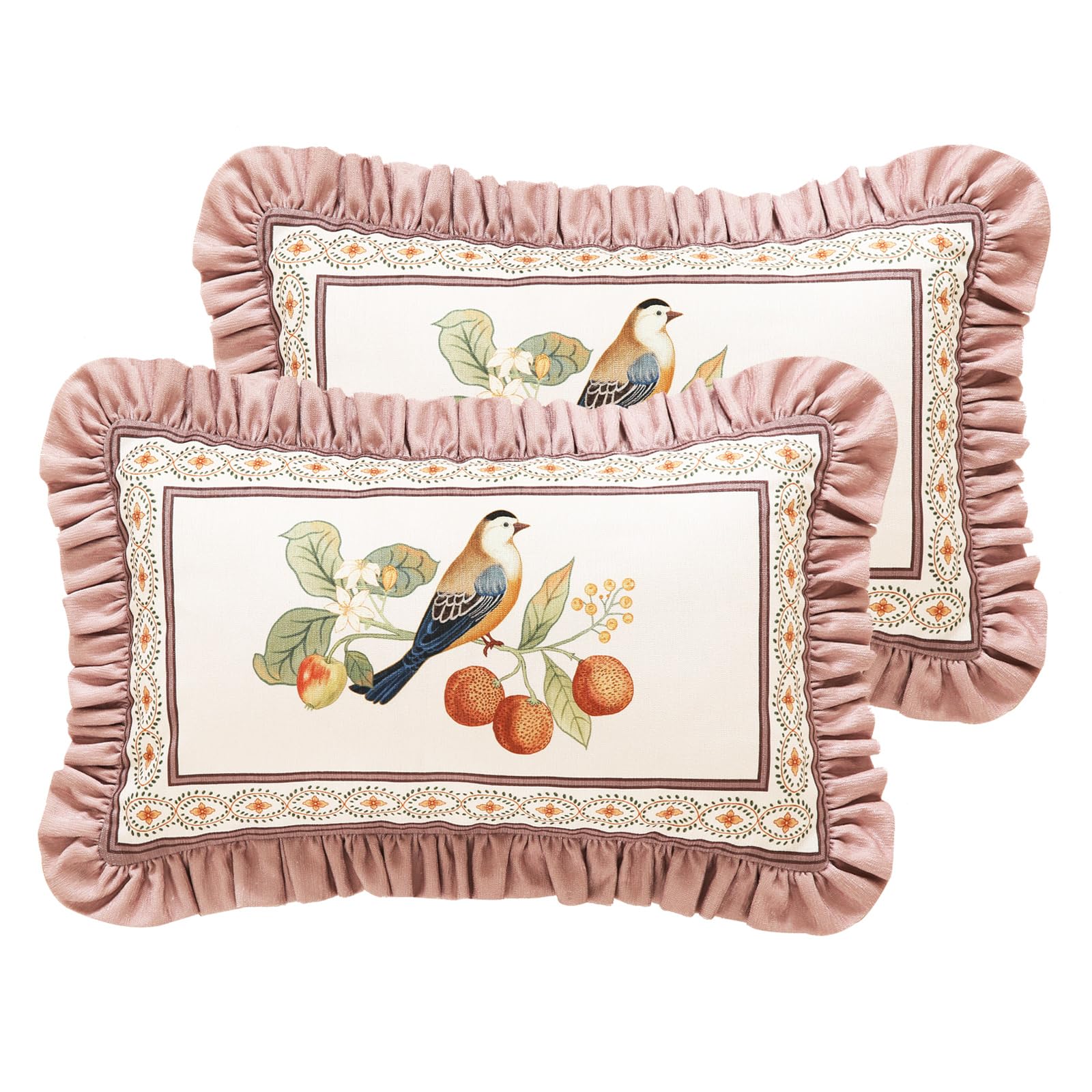bilin gaier Vintage Square Throw Pillow Covers Pack of 2,Red Cozy Velvet with Leaves and Floral Pattern Pillowcases,Decoration Pillows Cushion Covers for Living Room Couch Sofa Bed Car Chair,18"x18"