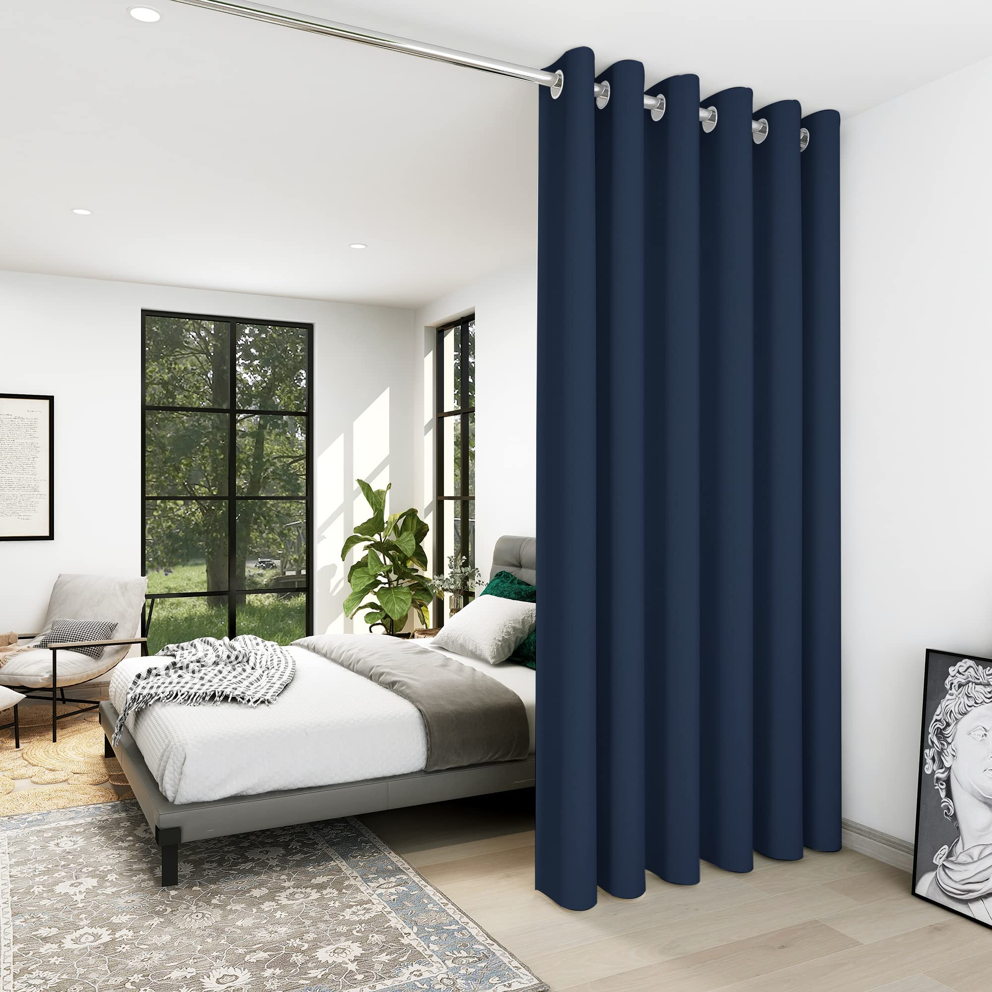 Deconovo Blackout Wide Curtain Panel, Grommet Top Thermal Insulated Room Darkening Drape for Bedroom Living Room, Khaki Divider, 100W x 84L Inch, Pack of 1