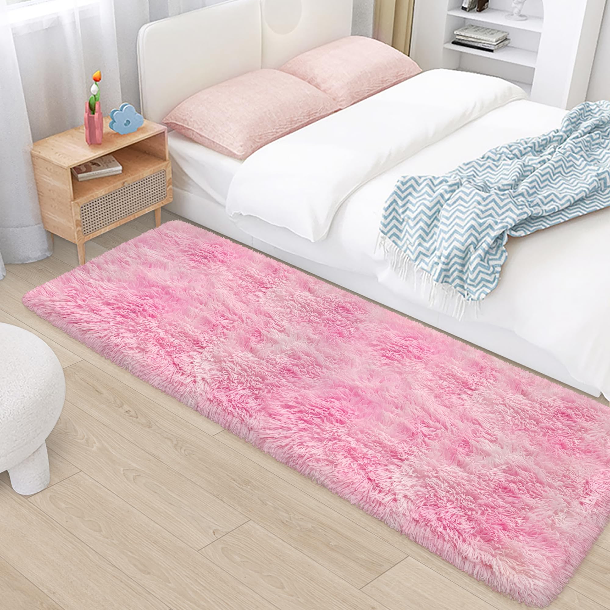5x8 Ft Light Grey Large Area Rugs for Bedroom,Fluffy Furry Rug Floor Carpets Shaggy Playing Mat for Kids Baby Girls Room Nursery Home Decor Tie Dyed Gray Thick Rugs Fuzzy Home Decor