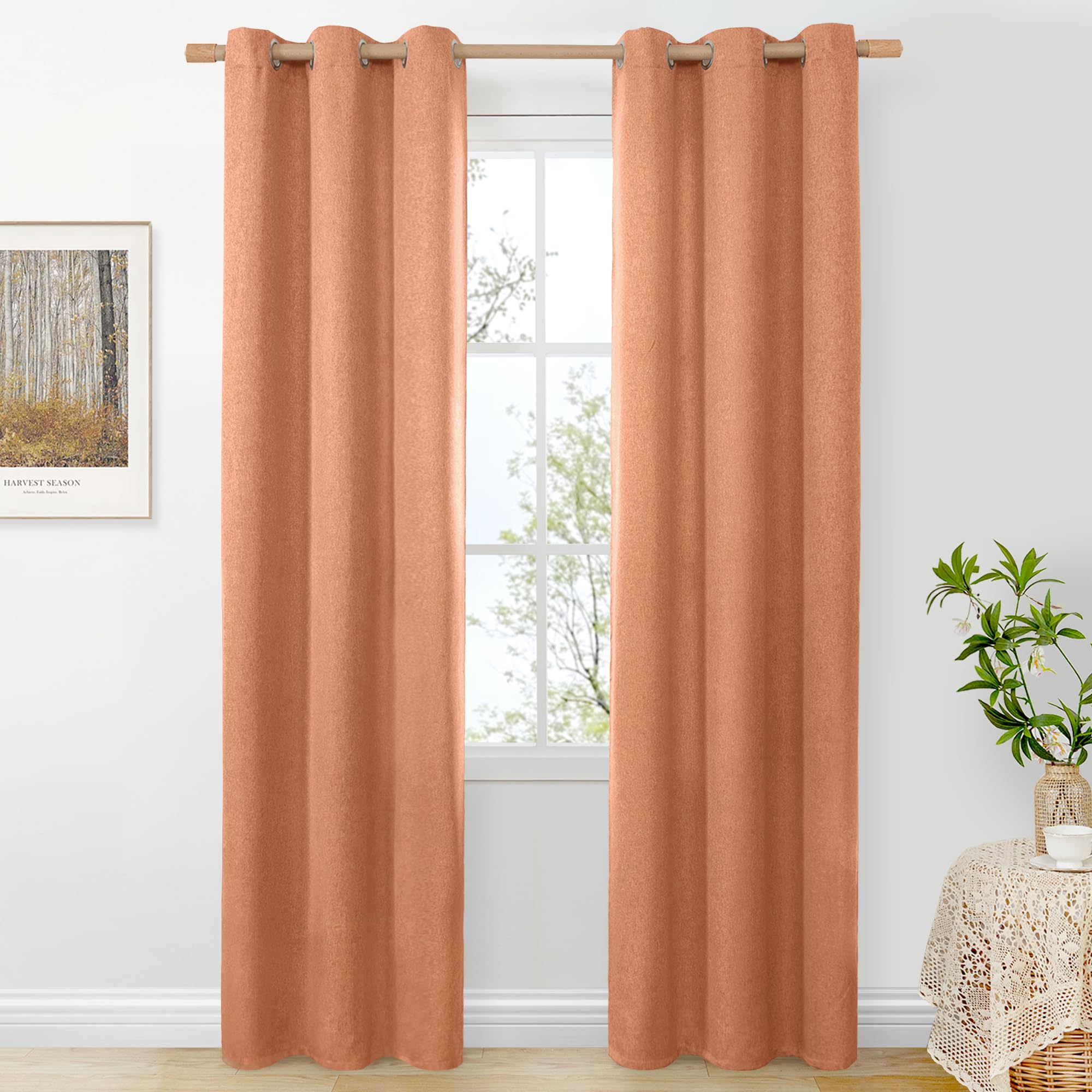 BGment Linen Curtains 95 Inch Long for Living Room 2 Panels, Thick Textured Privacy Floor Length Window Drapes Non See Through for Bedroom Farmhouse Light Filtering Grommet Top, Each 52 Inch Wide