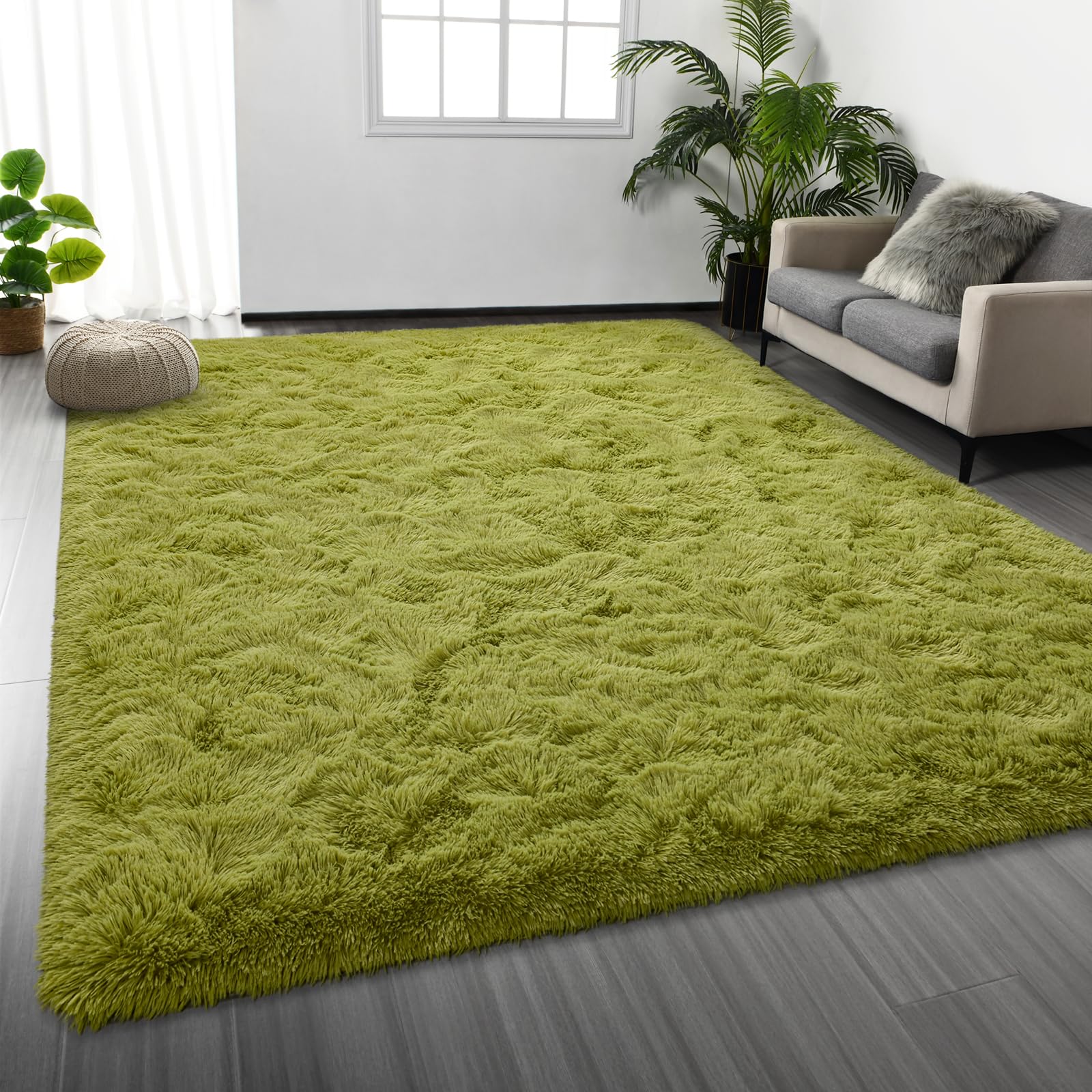 Deerhoo Large Shag Area Rugs 5 x 8, Tie-Dyed Plush Fuzzy Rugs for Living Room, Ultra Soft Fluffy Furry Rug for Bedroom, Indoor Carpet Nursery Rugs for Kids Room Home Decor, Purple