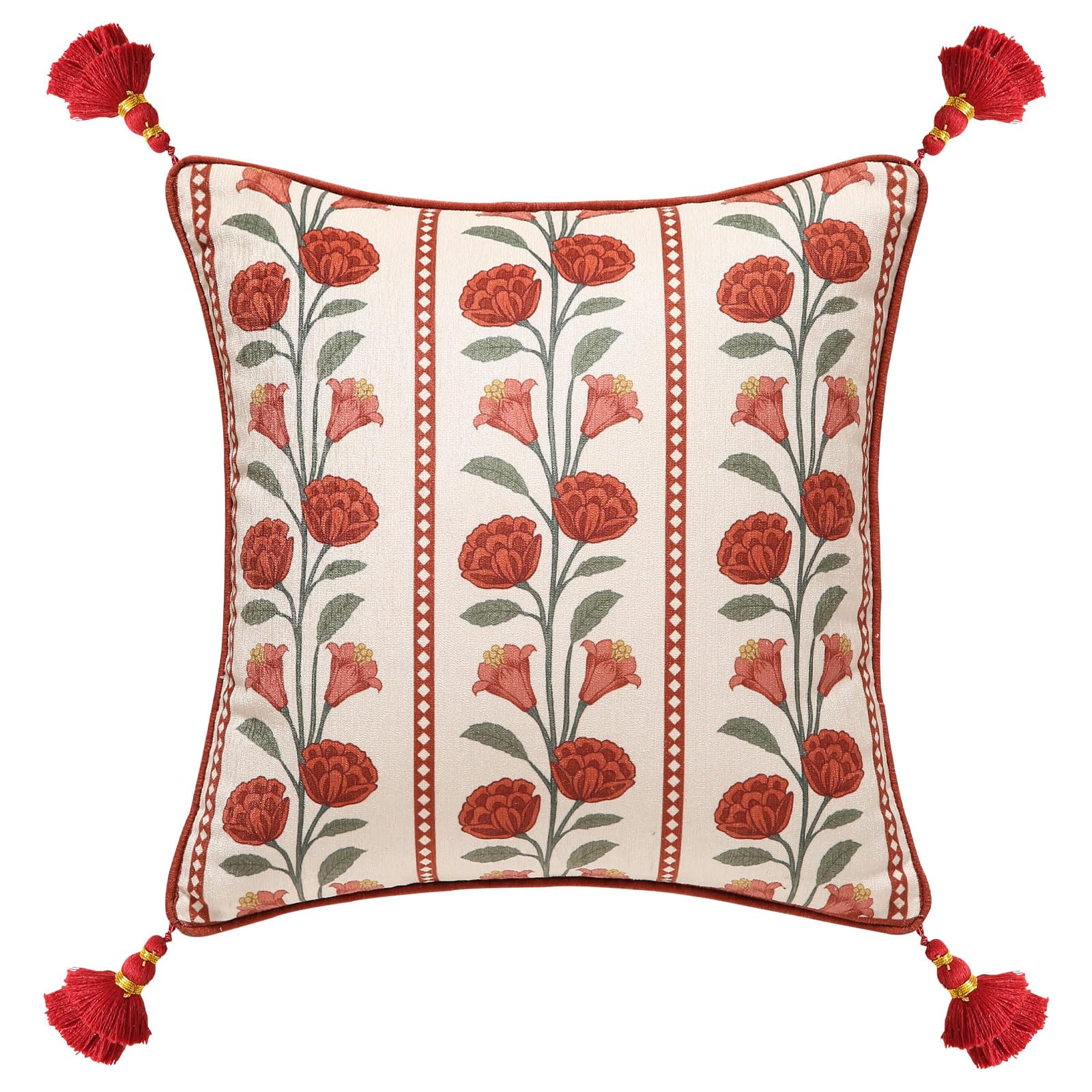 bilin gaier Vintage Square Throw Pillow Covers Pack of 2,Red Cozy Velvet with Leaves and Floral Pattern Pillowcases,Decoration Pillows Cushion Covers for Living Room Couch Sofa Bed Car Chair,18"x18"