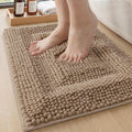 DEXI Bathroom Rugs 24x43, Non Slip Washable Bath Mat, Luxury Chenille Super Absorbent Ultra Thick Bathmats for Shower Floor, Plush Fluffy Shaggy Carpet for Tub, Beige