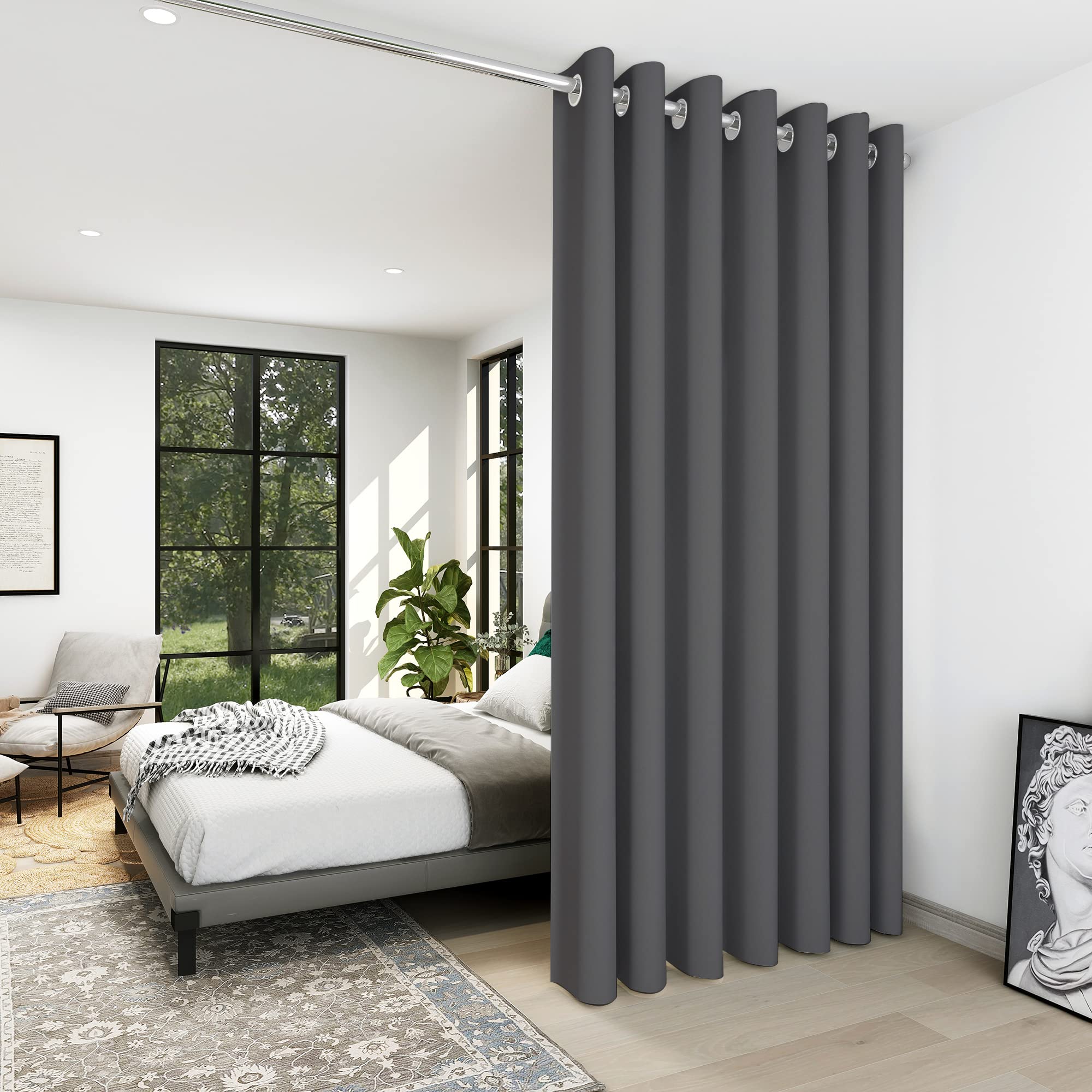 Deconovo Blackout Wide Curtain Panel, Grommet Top Thermal Insulated Room Darkening Drape for Bedroom Living Room, Khaki Divider, 100W x 84L Inch, Pack of 1