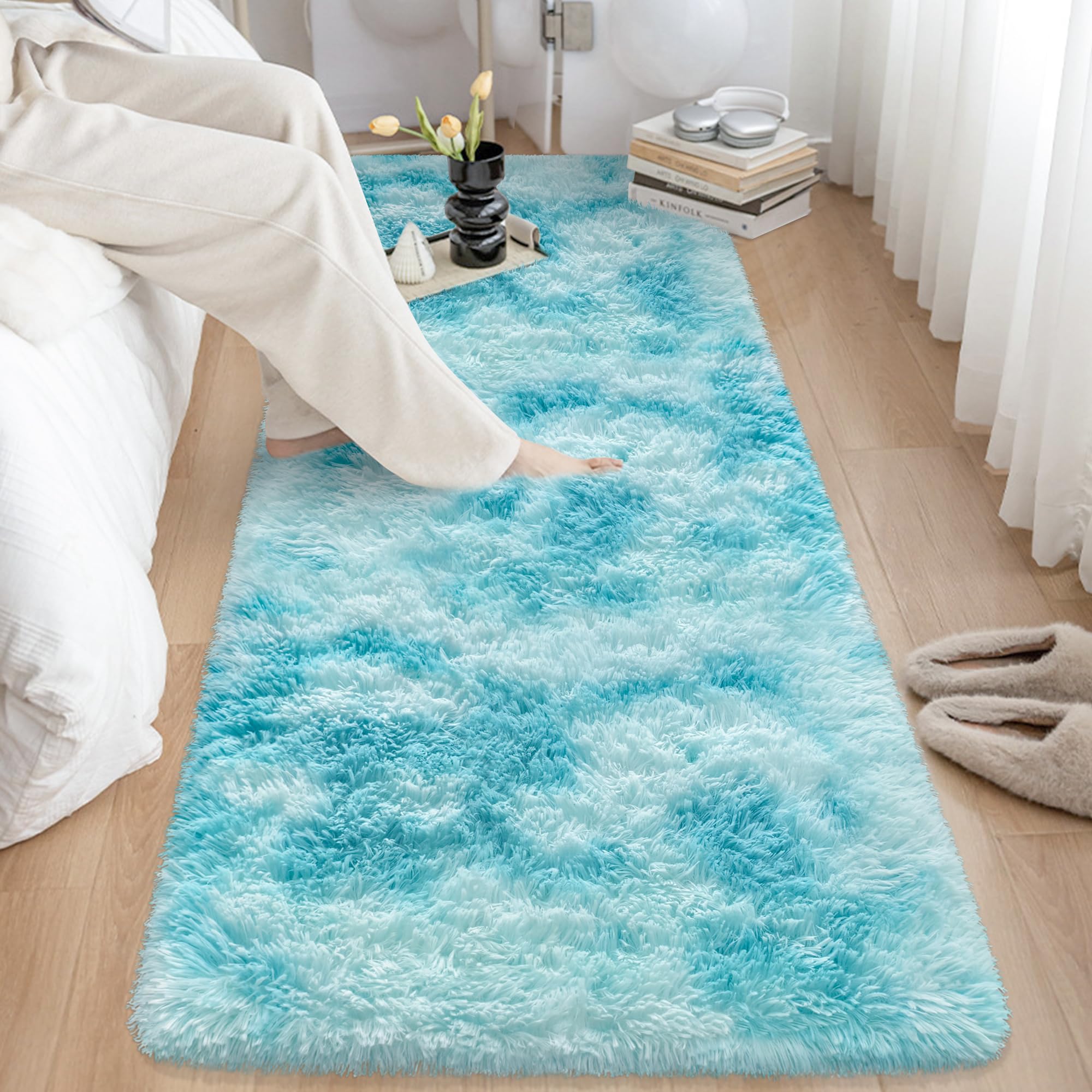 5x8 Ft Light Grey Large Area Rugs for Bedroom,Fluffy Furry Rug Floor Carpets Shaggy Playing Mat for Kids Baby Girls Room Nursery Home Decor Tie Dyed Gray Thick Rugs Fuzzy Home Decor