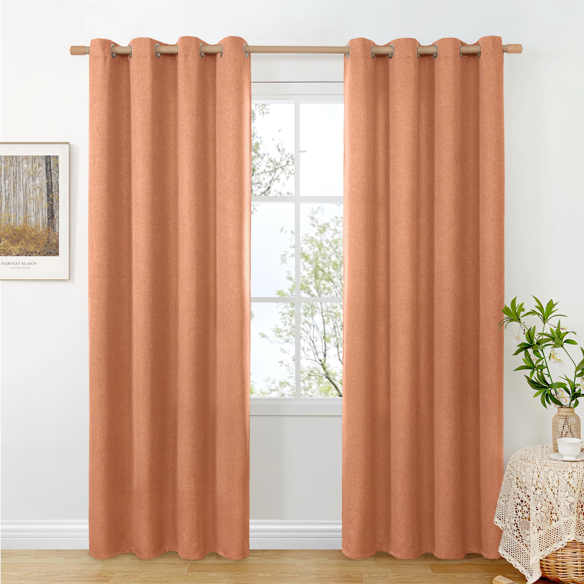 BGment Linen Curtains 95 Inch Long for Living Room 2 Panels, Thick Textured Privacy Floor Length Window Drapes Non See Through for Bedroom Farmhouse Light Filtering Grommet Top, Each 52 Inch Wide