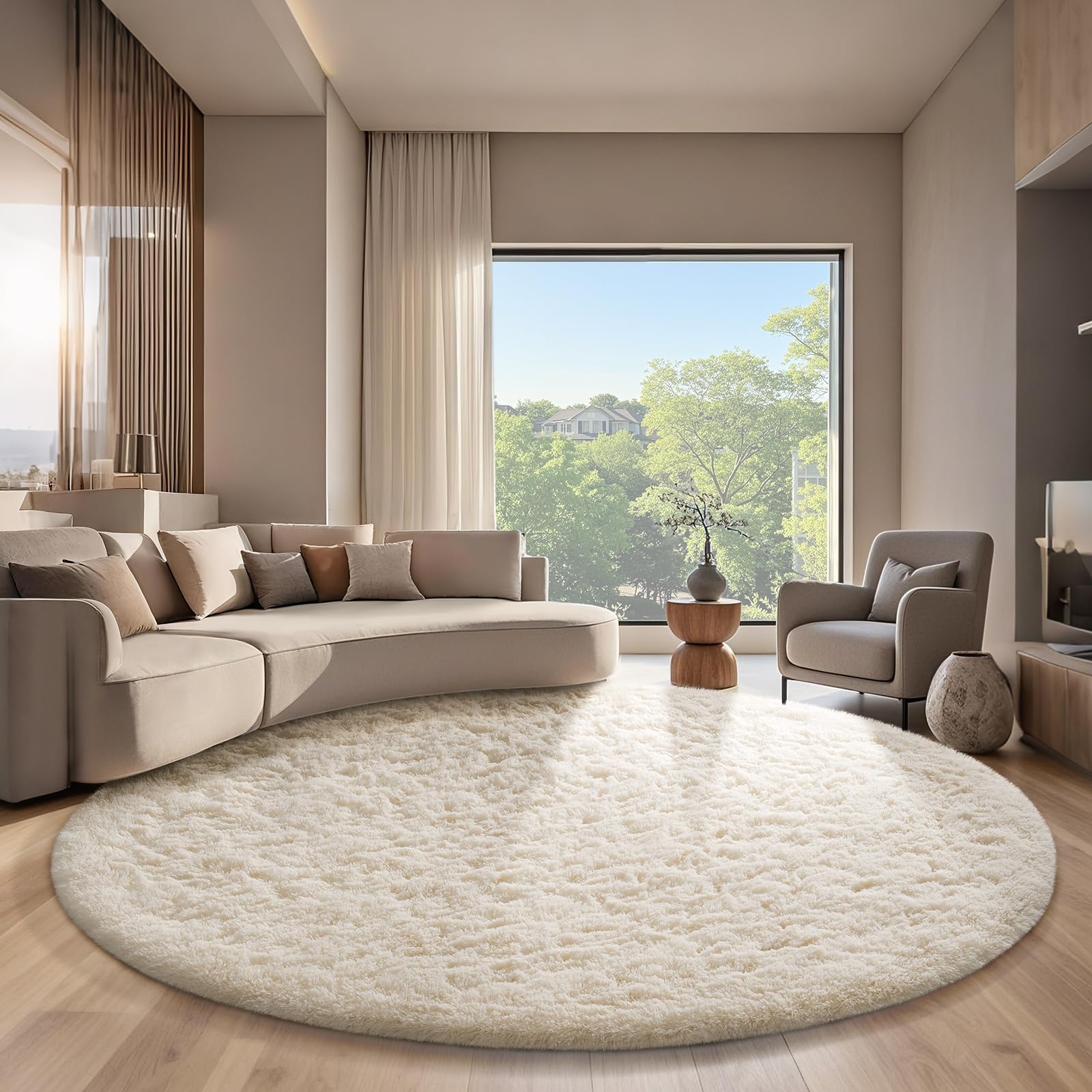Ophanie Beige Rugs for Living Room Bedroom, 5x8 Fluffy Fuzzy Furry Carpet, Plush Soft Shaggy Bedside Indoor Floor Area Rug for Kids Girls Boys Baby Teen Dorm Nursery Home Decor Aesthetic